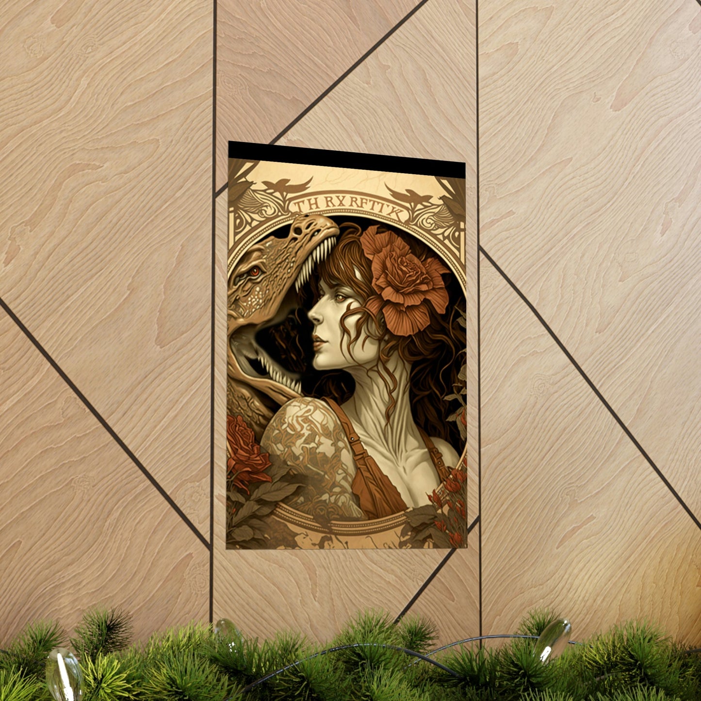 Lady and the T-Rex Premium Matte Vertical Posters