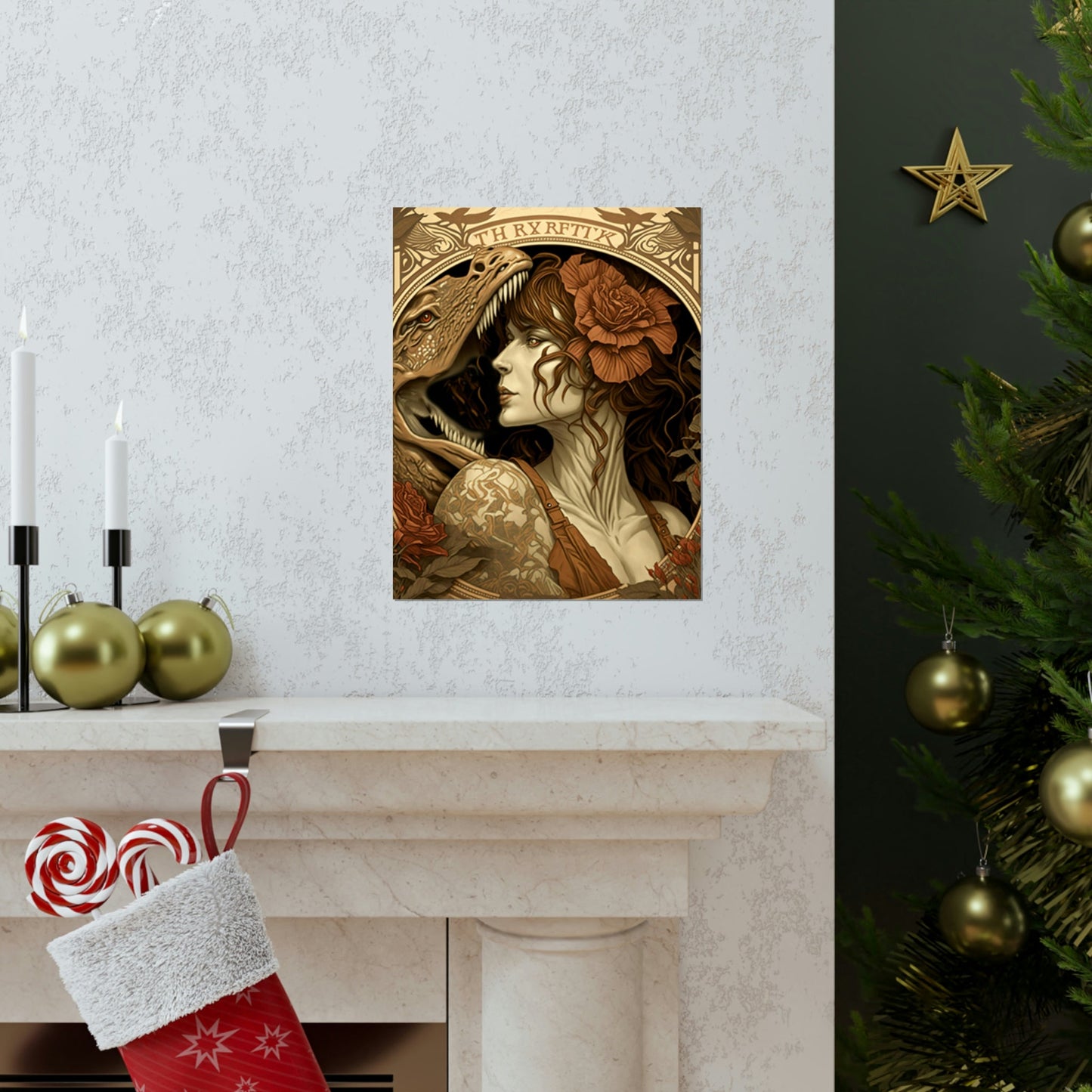 Lady and the T-Rex Premium Matte Vertical Posters