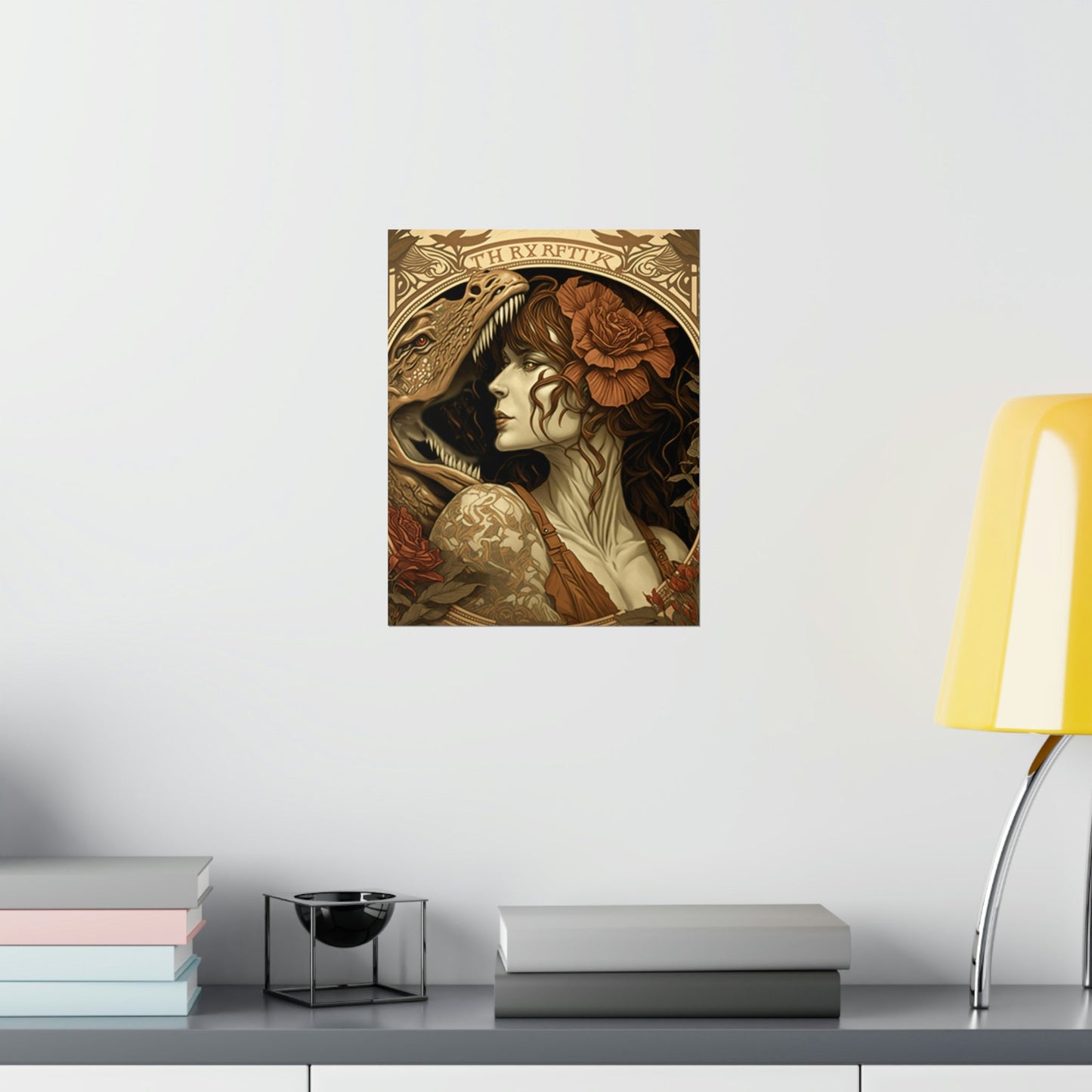Lady and the T-Rex Premium Matte Vertical Posters