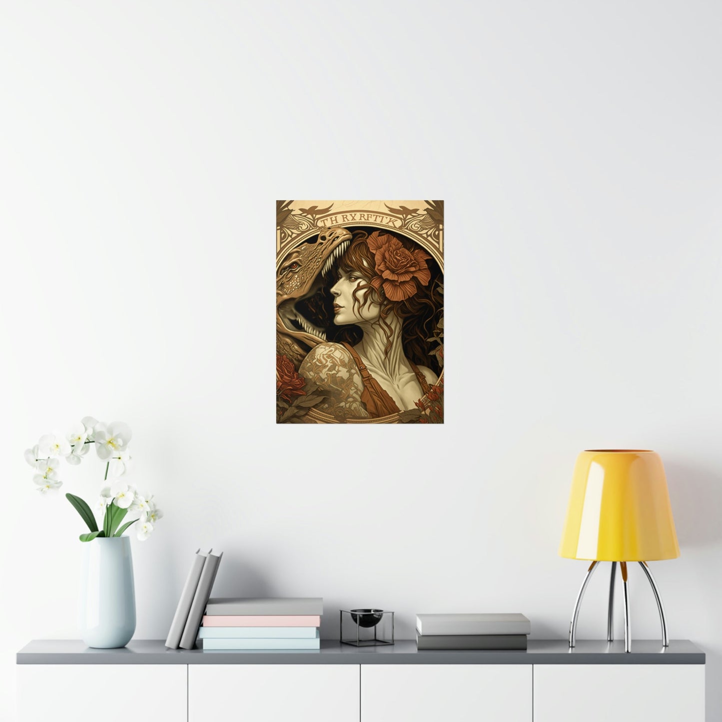 Lady and the T-Rex Premium Matte Vertical Posters