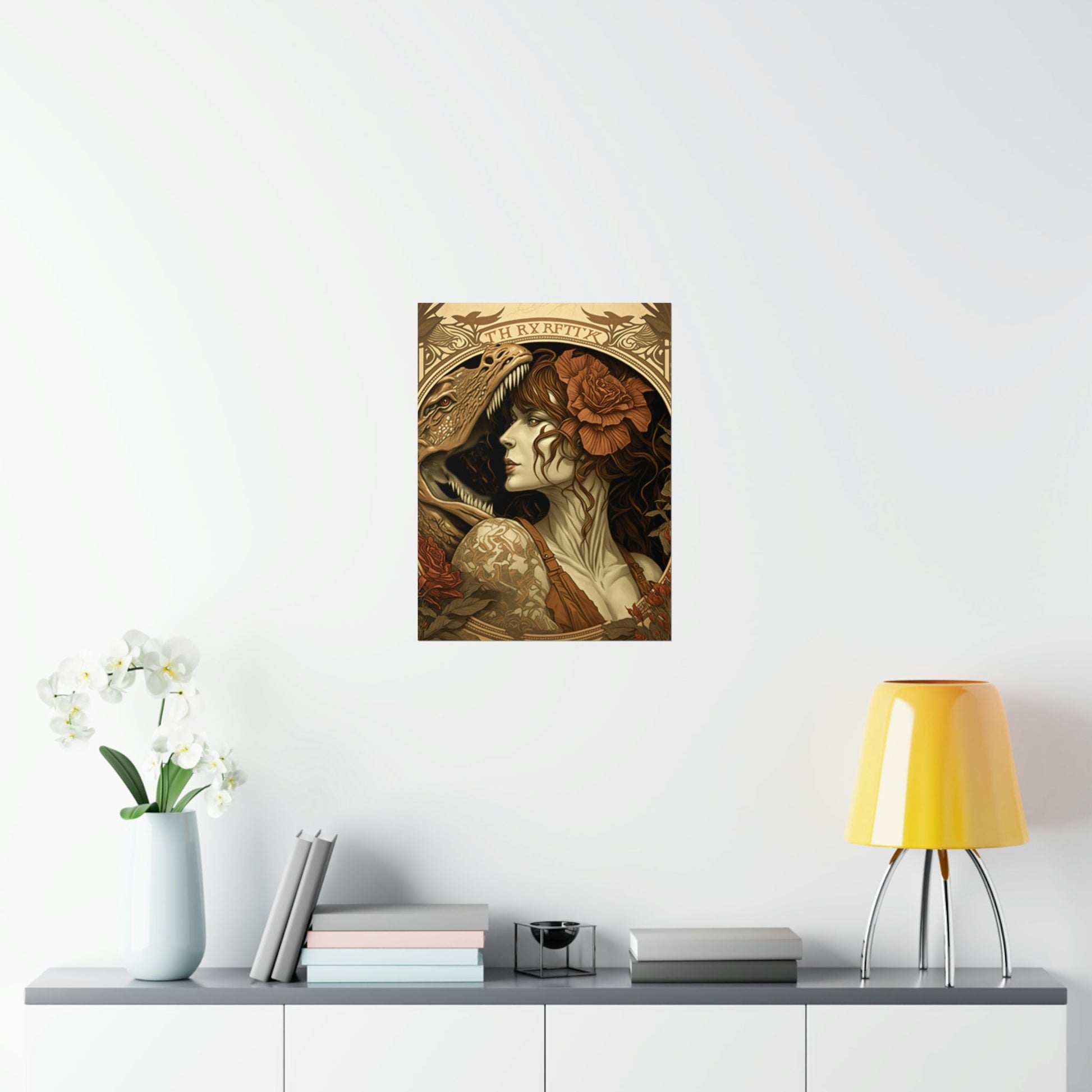 Lady and the T-Rex Premium Matte Vertical Posters