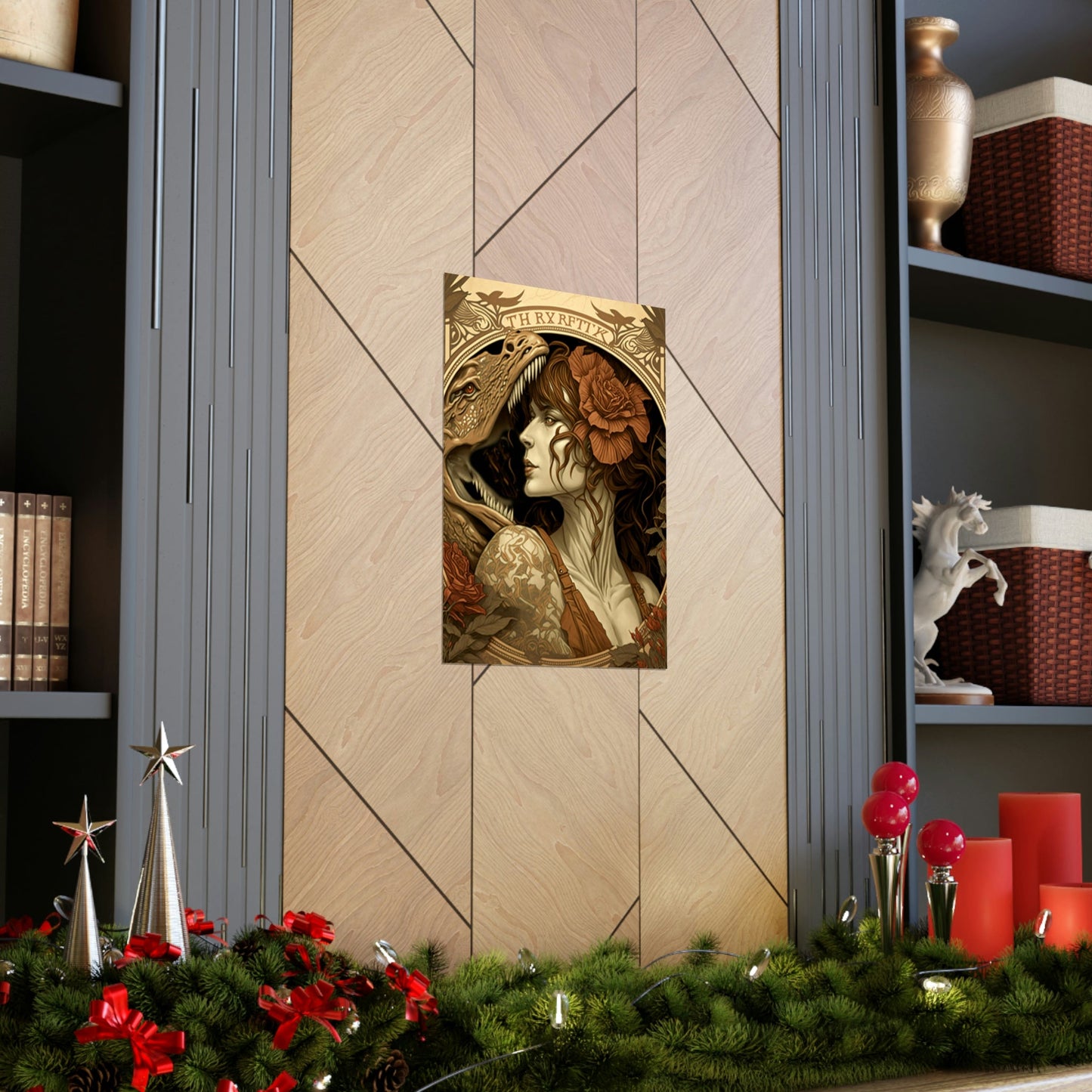 Lady and the T-Rex Premium Matte Vertical Posters