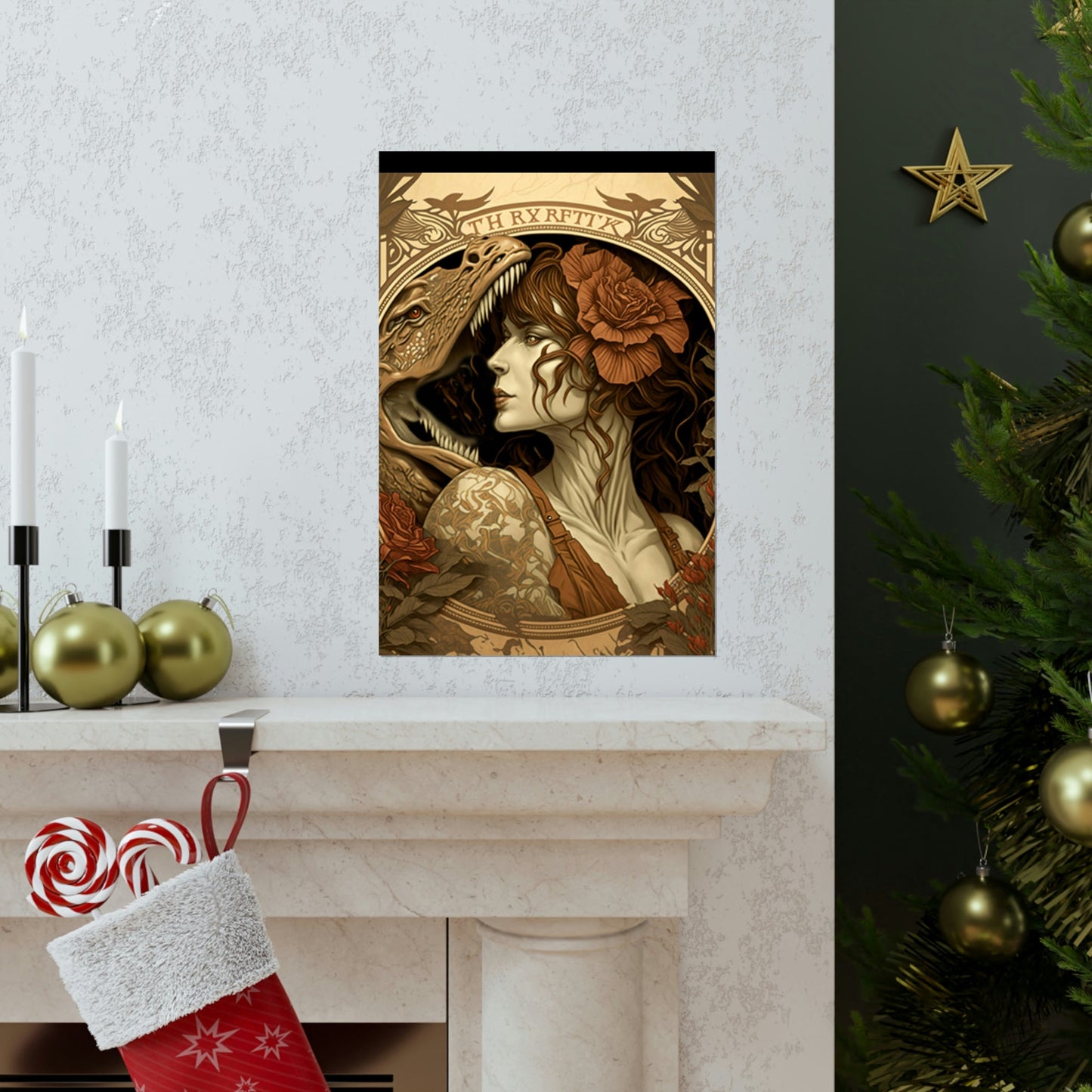 Lady and the T-Rex Premium Matte Vertical Posters