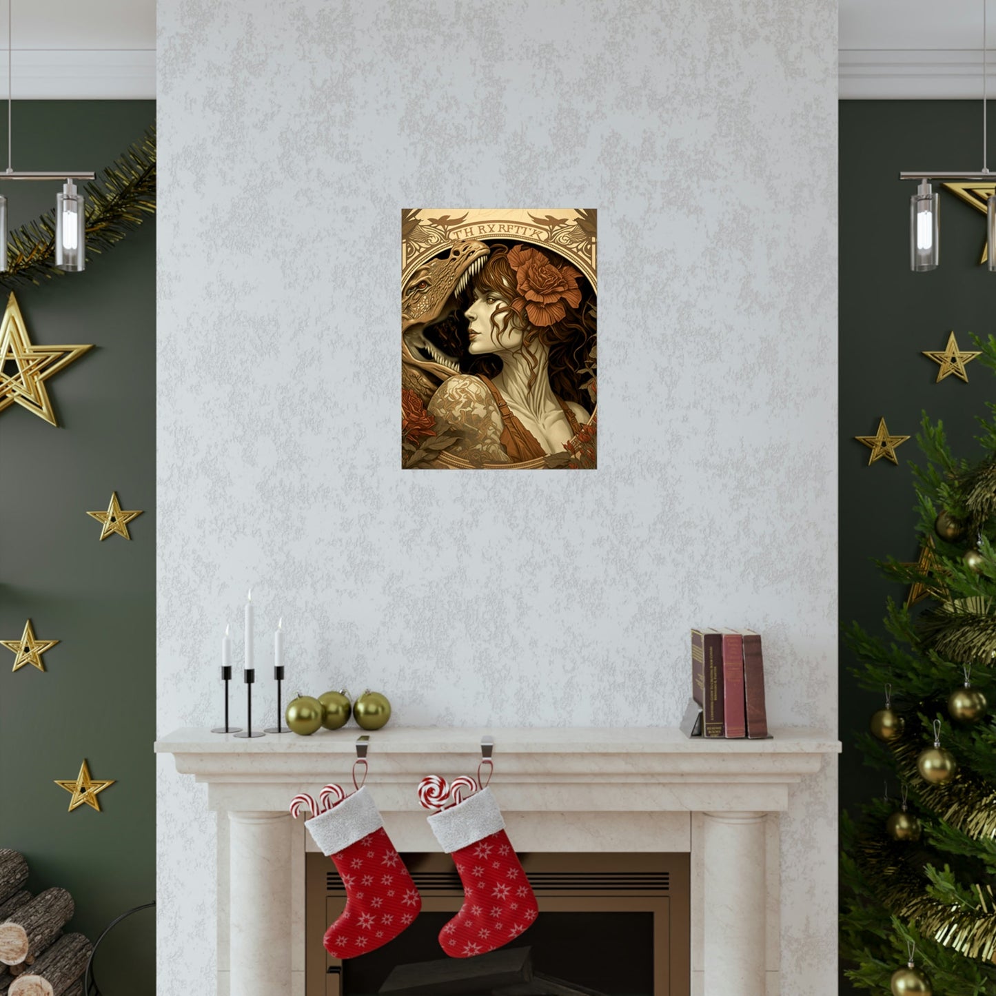 Lady and the T-Rex Premium Matte Vertical Posters