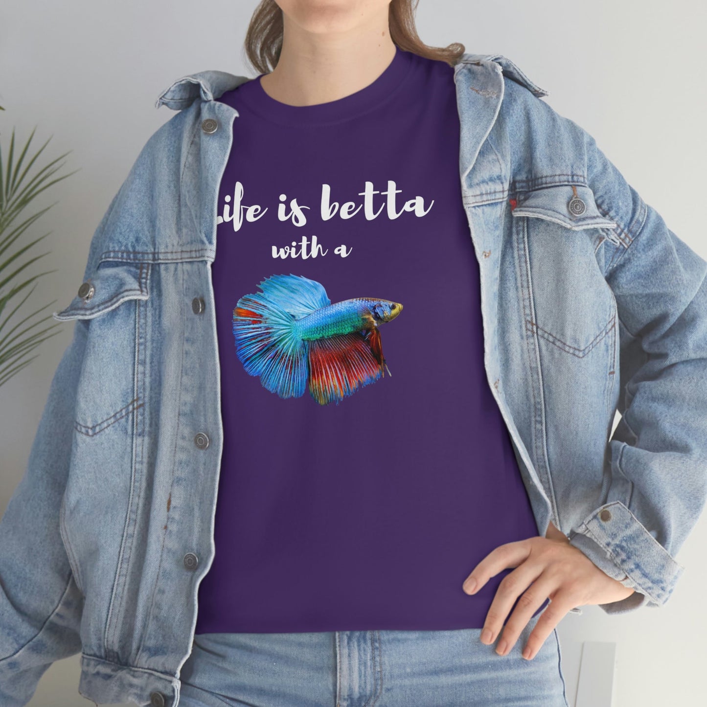 Life is Betta with a Betta Heavy Cotton T-Shirt
