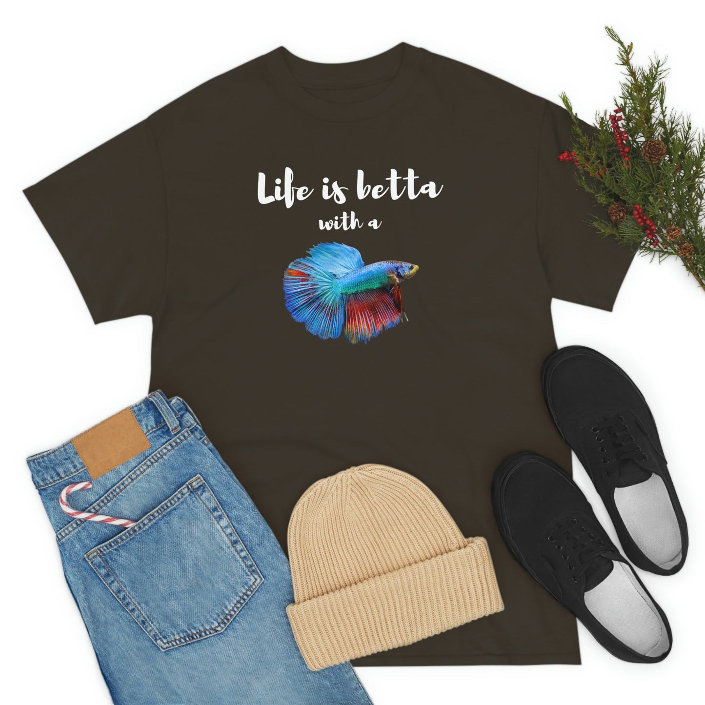 Life is Betta with a Betta Heavy Cotton T-Shirt