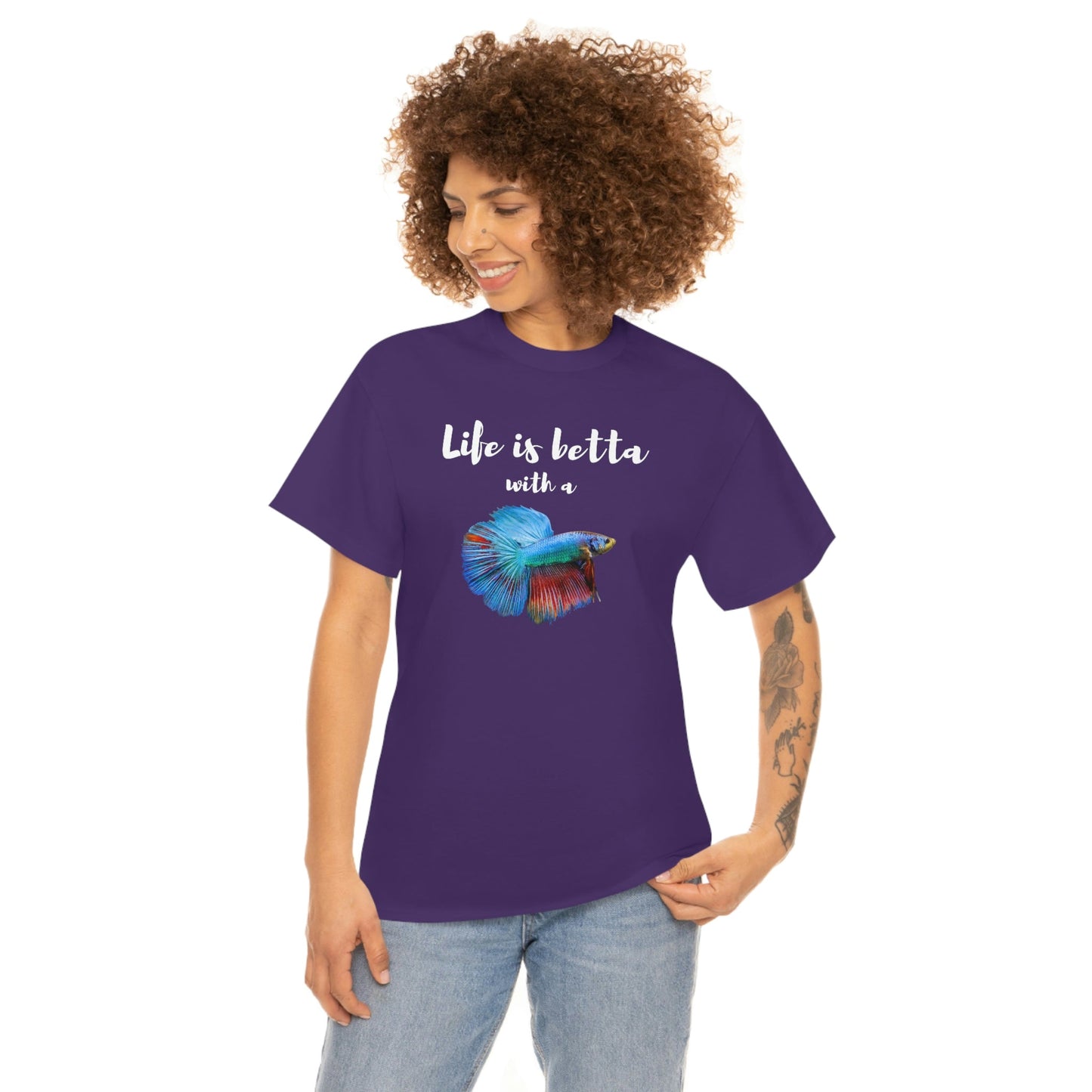 Life is Betta with a Betta Heavy Cotton T-Shirt