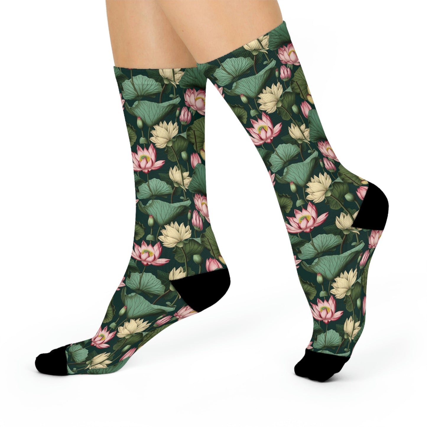 Lotus Flower Cushioned Crew Socks