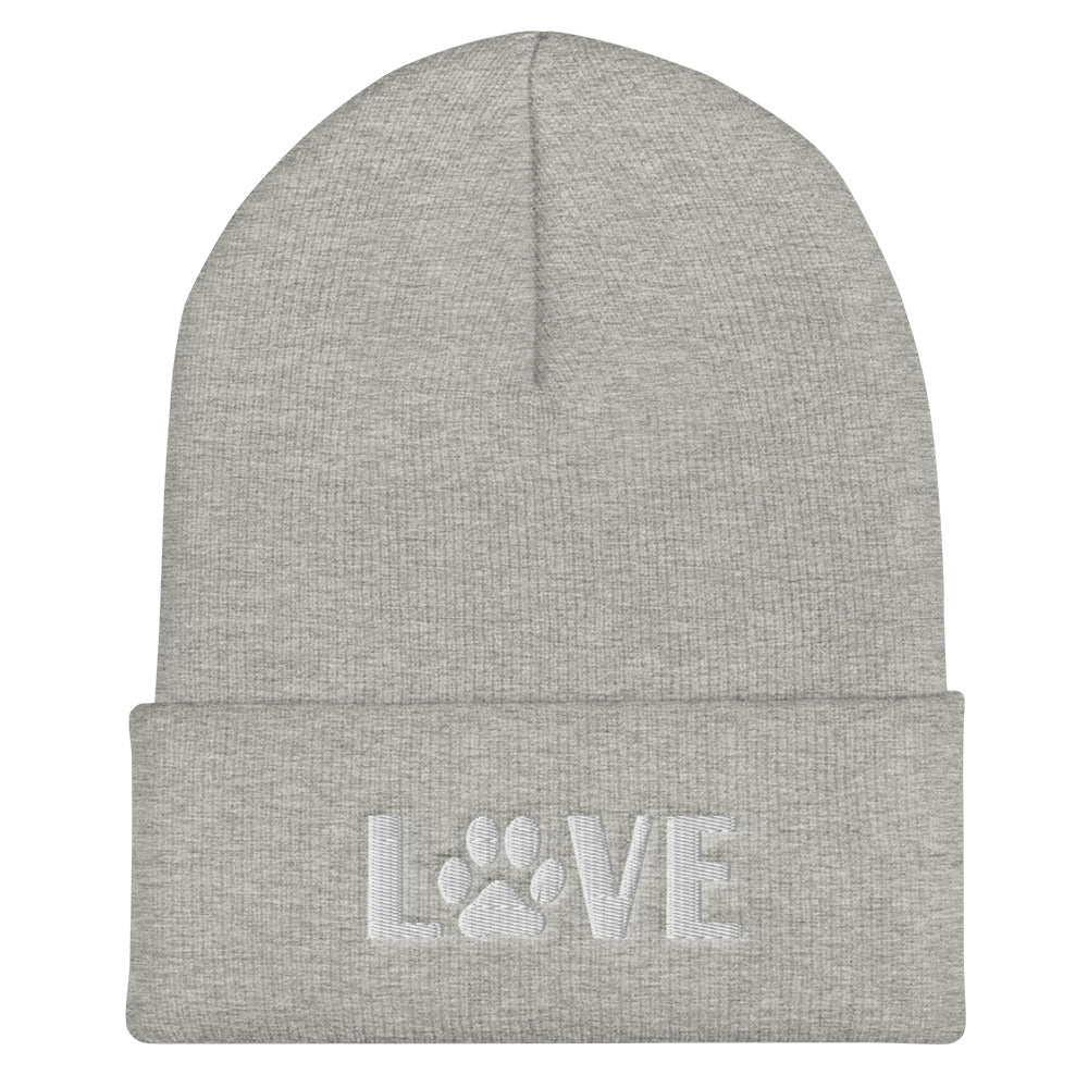 Love Cat Cuffed Beanie | Perfect gift for the cat lover in your family!| Multiple Hat Colors Available