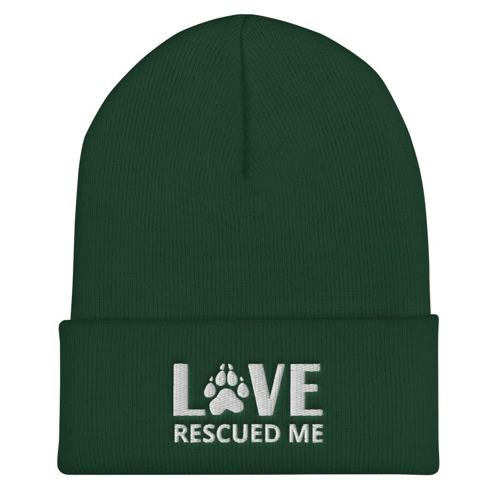 Love Dog Rescue Cuffed Beanie | Love Rescued Me | Perfect gift for the dog lover in your family!| Multiple Hat Colors Available
