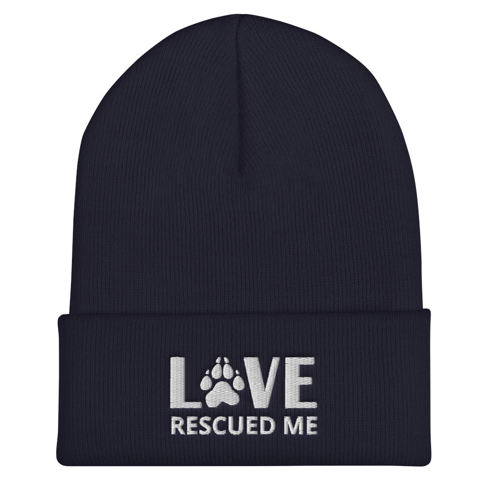Love Dog Rescue Cuffed Beanie | Love Rescued Me | Perfect gift for the dog lover in your family!| Multiple Hat Colors Available