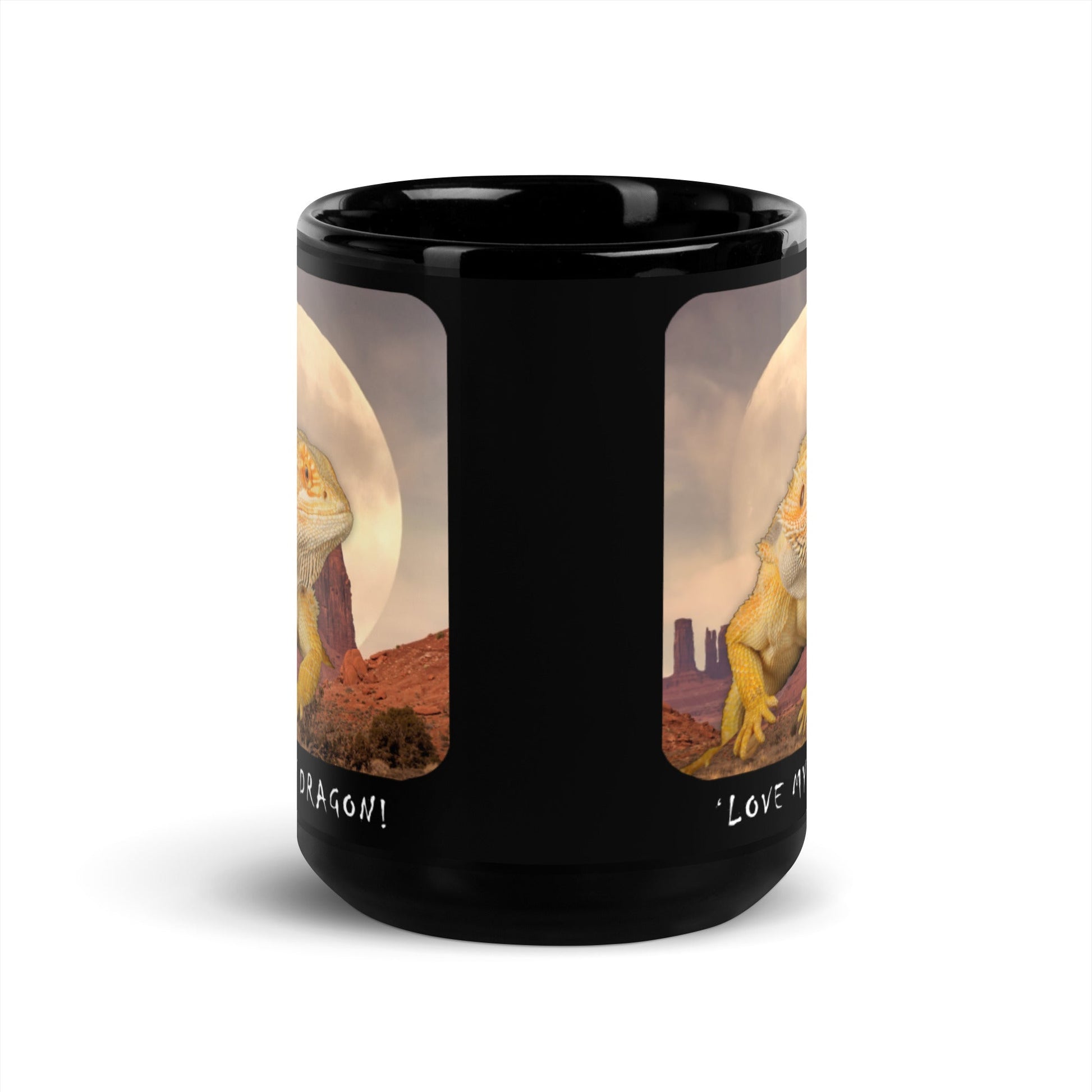 Love My Bearded Dragon Moon Black Ceramic Glossy Mug