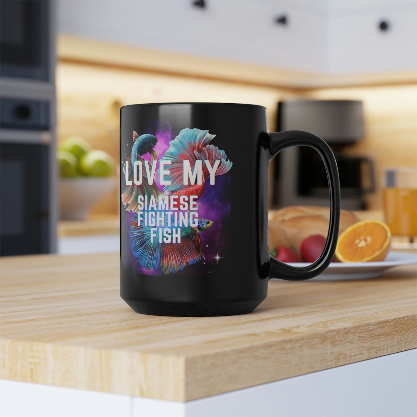 Love My Siamese Fighting Fish Black Mug - 15oz
