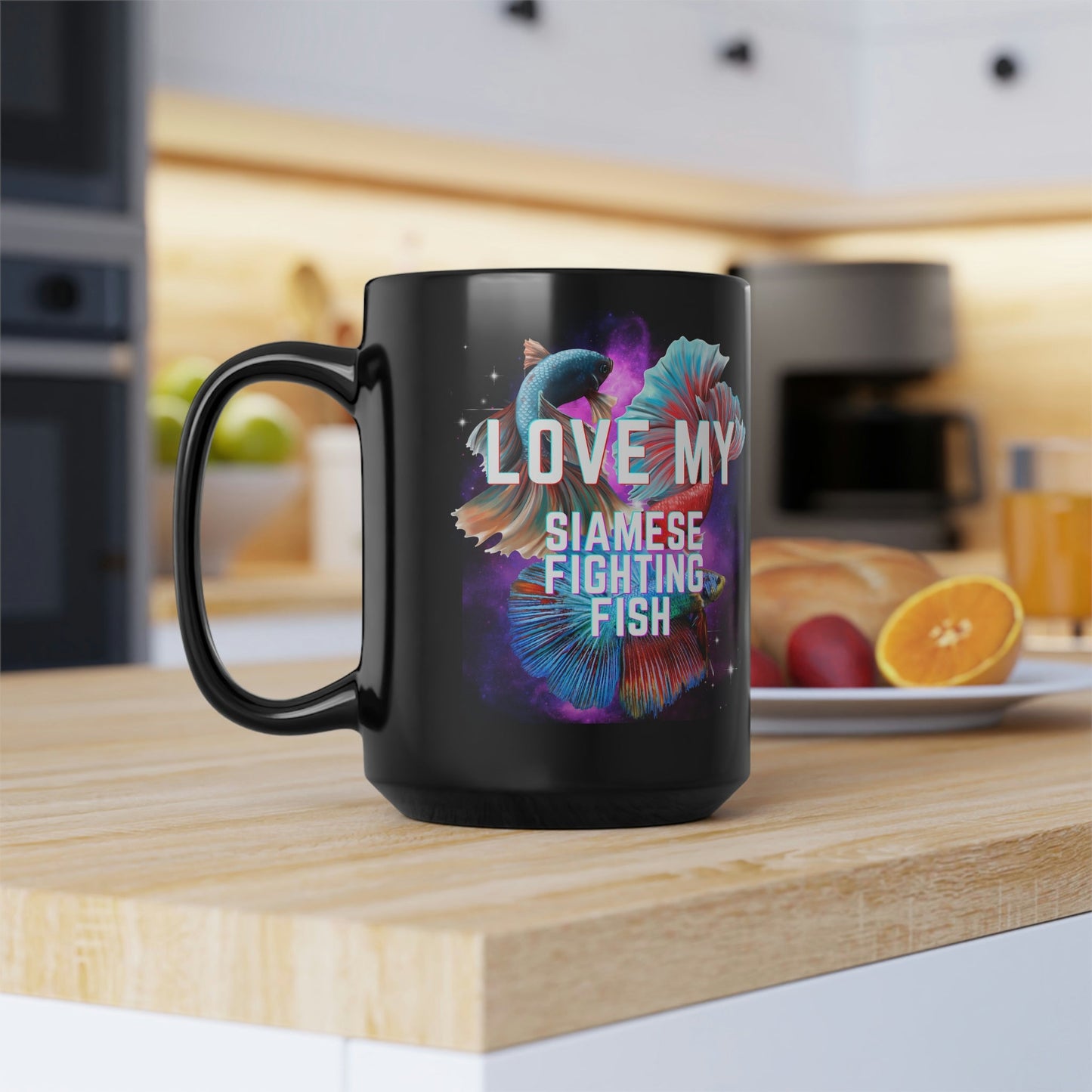 Love My Siamese Fighting Fish Black Mug - 15oz