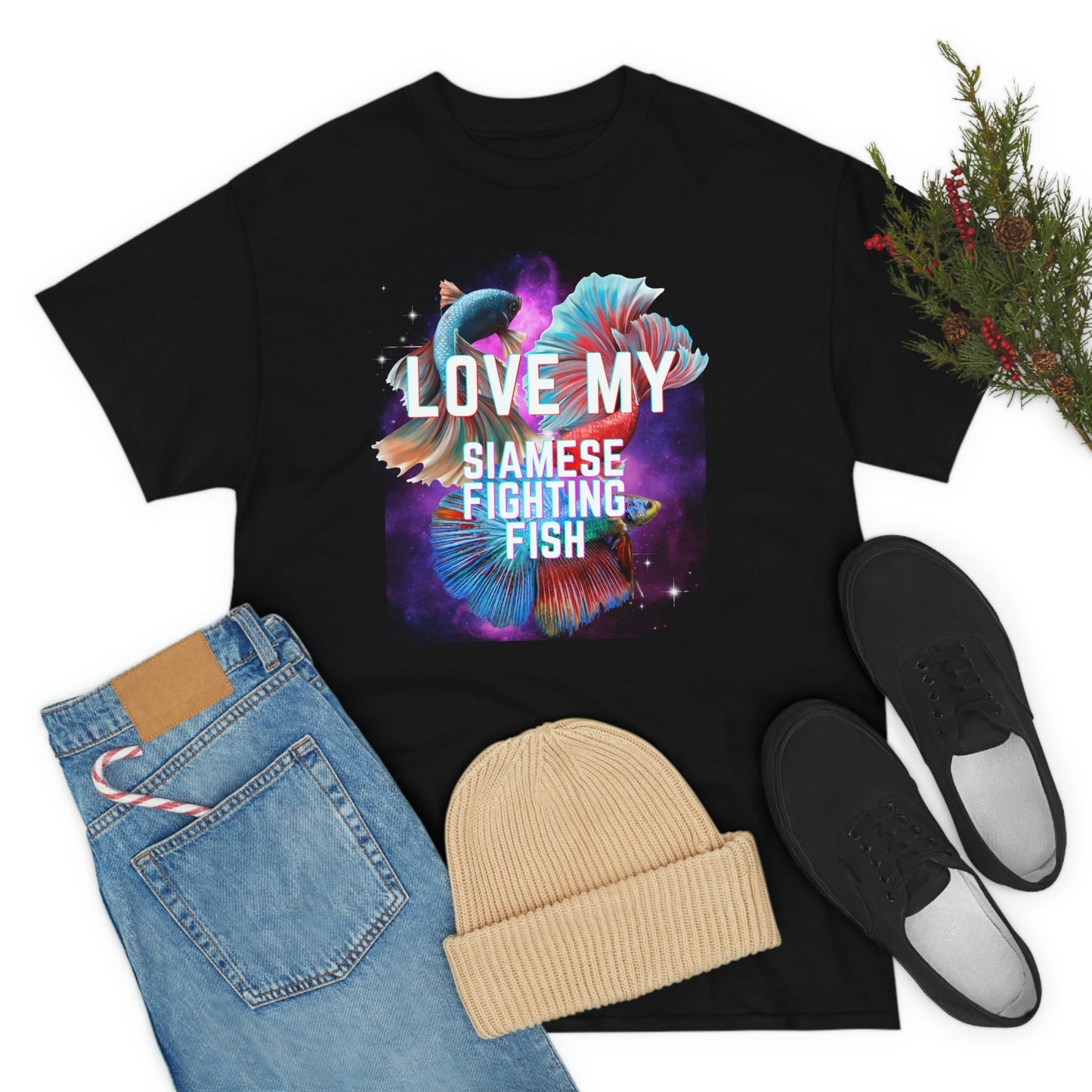Love My Siamese Fighting Fish Heavy Cotton T-Shirt