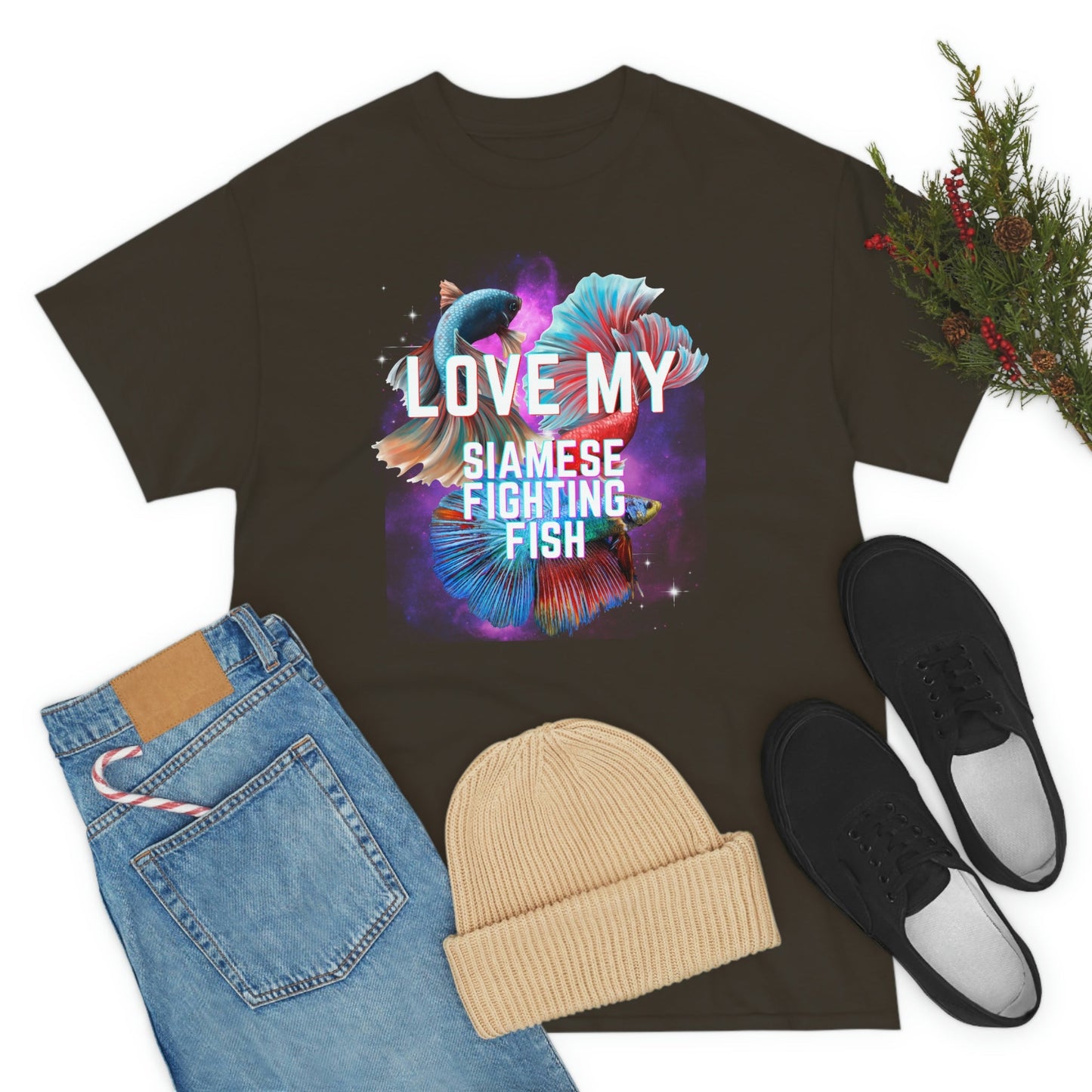 Love My Siamese Fighting Fish Heavy Cotton T-Shirt