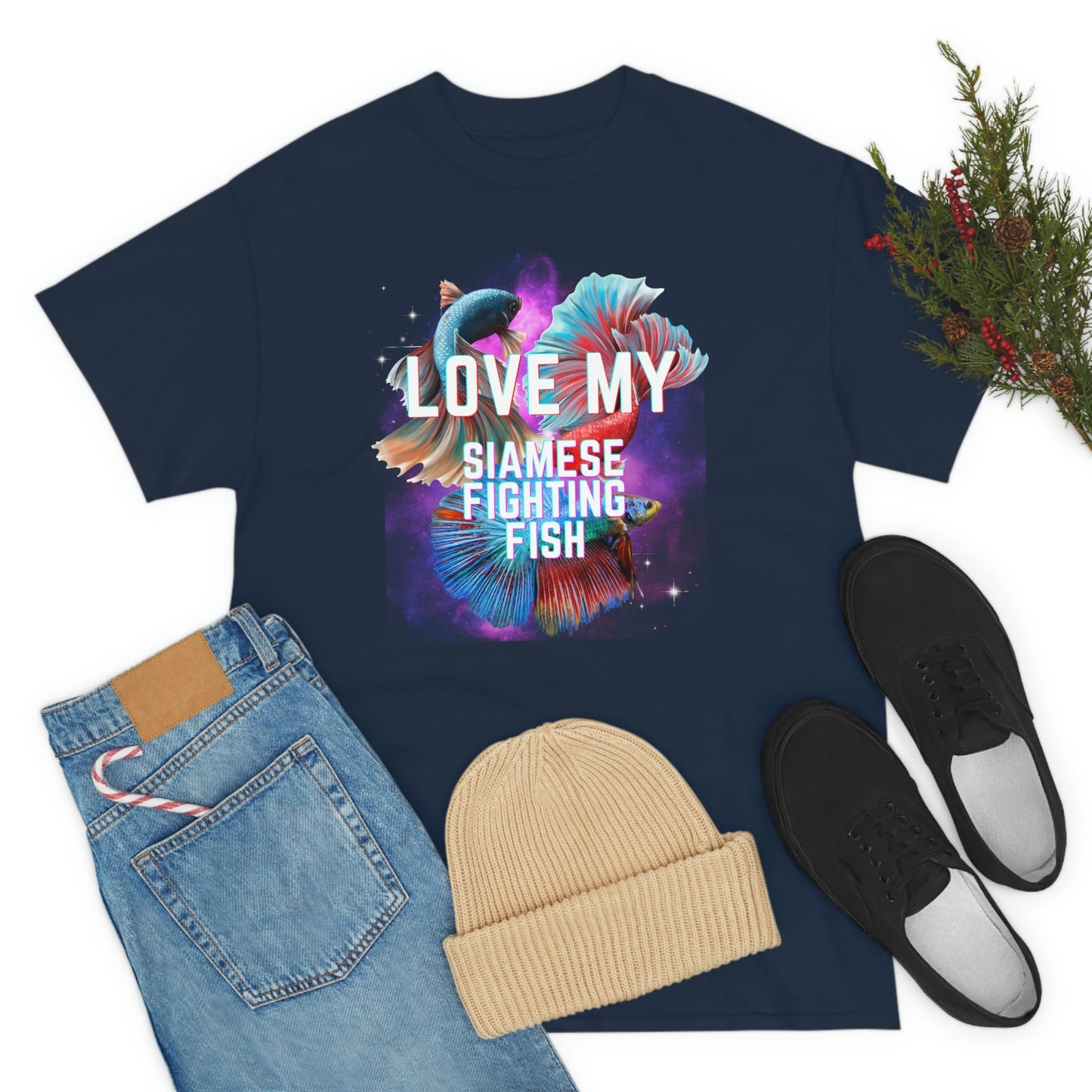Love My Siamese Fighting Fish Heavy Cotton T-Shirt