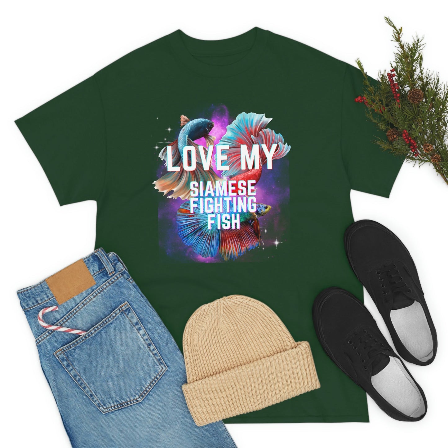 Love My Siamese Fighting Fish Heavy Cotton T-Shirt