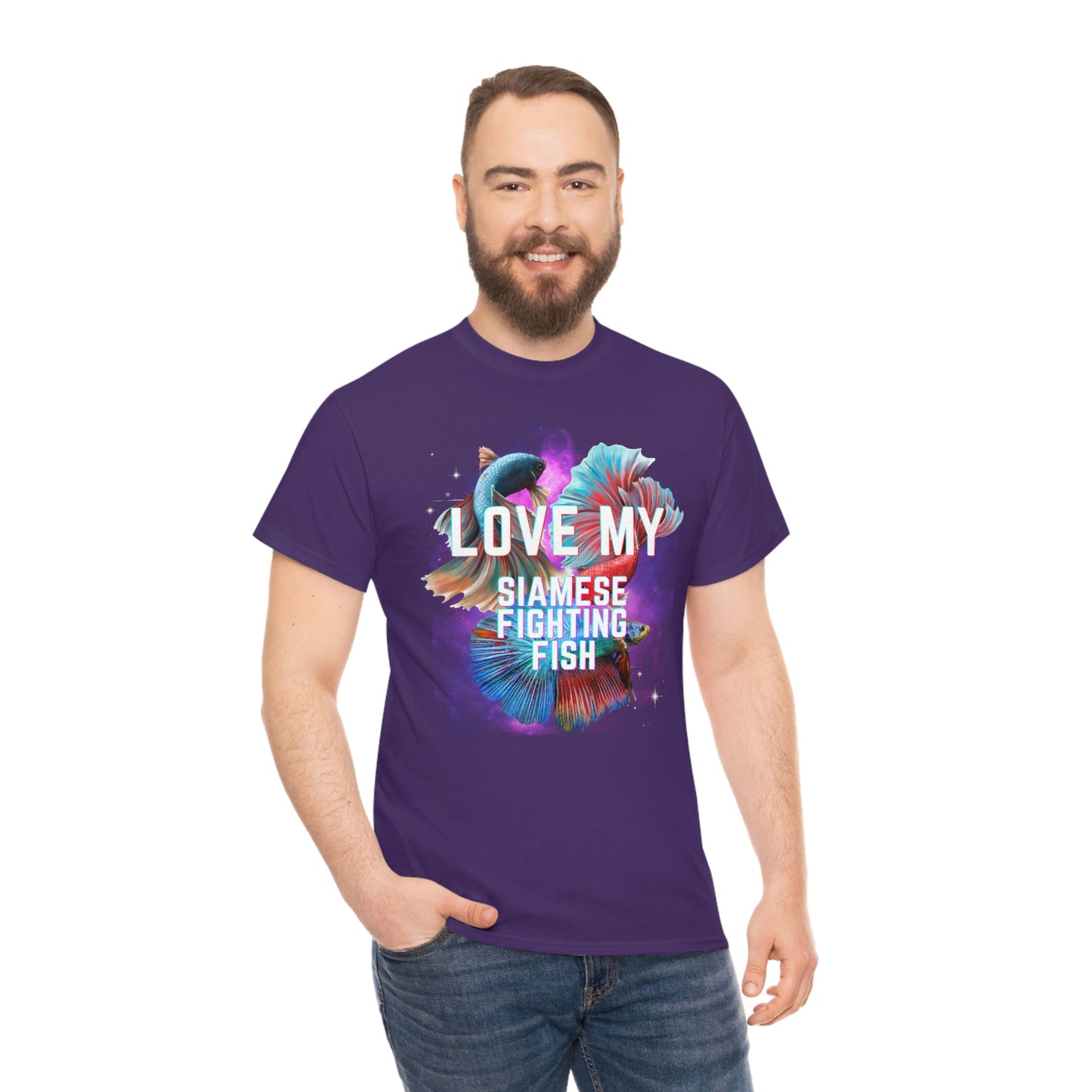 Love My Siamese Fighting Fish Heavy Cotton T-Shirt