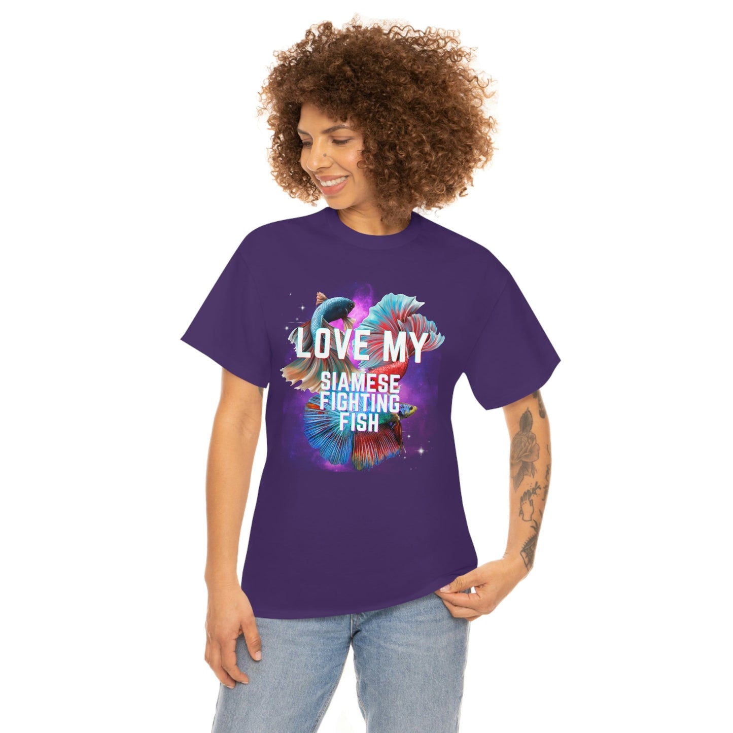 Love My Siamese Fighting Fish Heavy Cotton T-Shirt