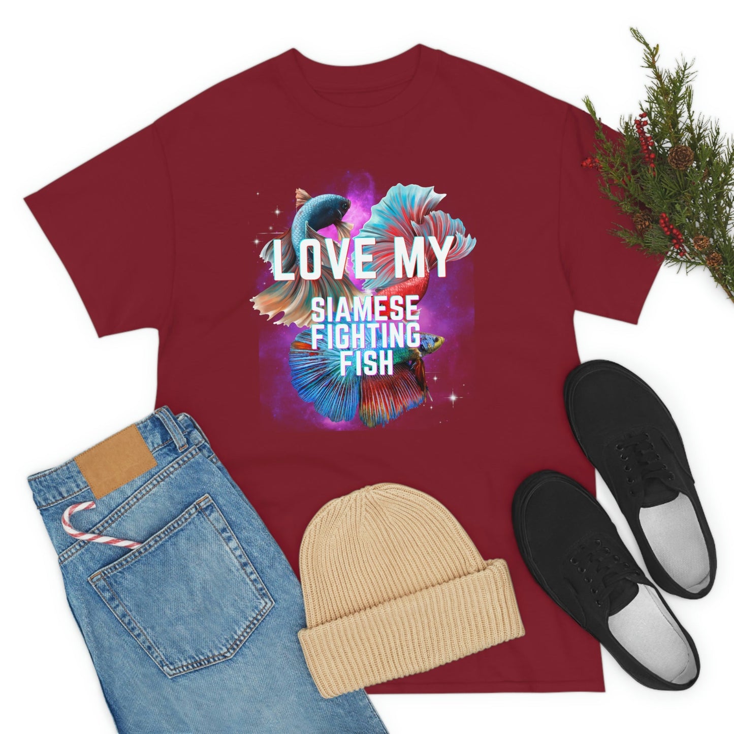 Love My Siamese Fighting Fish Heavy Cotton T-Shirt