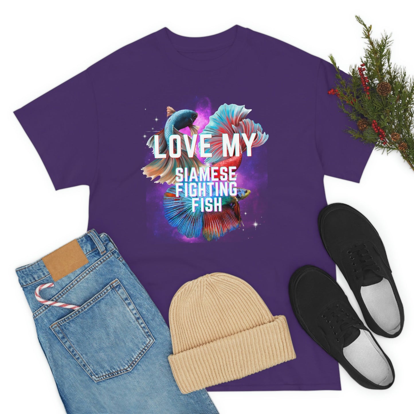 Love My Siamese Fighting Fish Heavy Cotton T-Shirt