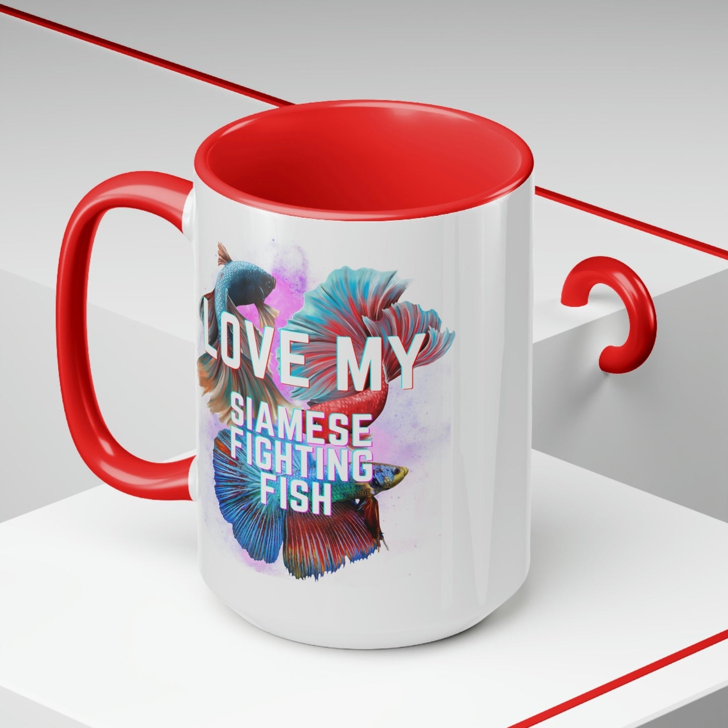 Love My Siamese Fighting Fish Two-Tone Coffee Mugs - 15oz