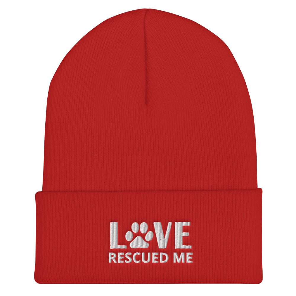 Love Rescued Me | Cat Rescue Cuffed Beanie | Perfect gift for the cat lover in your family!| Multiple Hat Colors Available