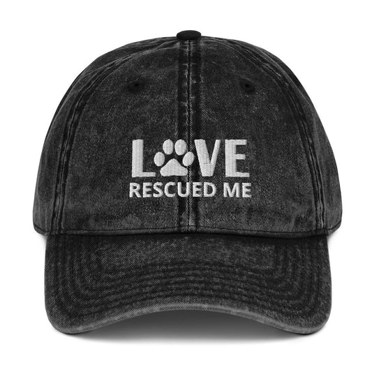Love Rescued Me | Cat Rescue Vintage Cotton Twill Cap | Perfect gift for the cat lover in your family!| Multiple Hat Colors Available