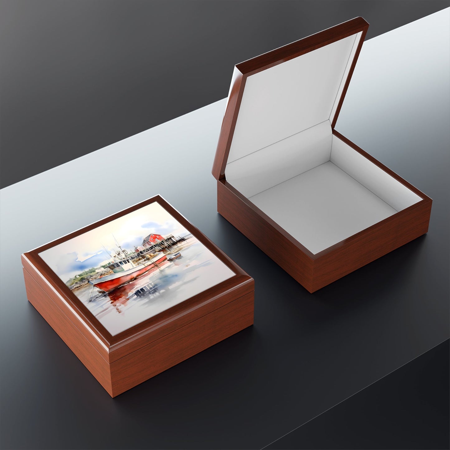 Maine Lobster / Fishing Boat Jewelry Keepsake Trinkets Box