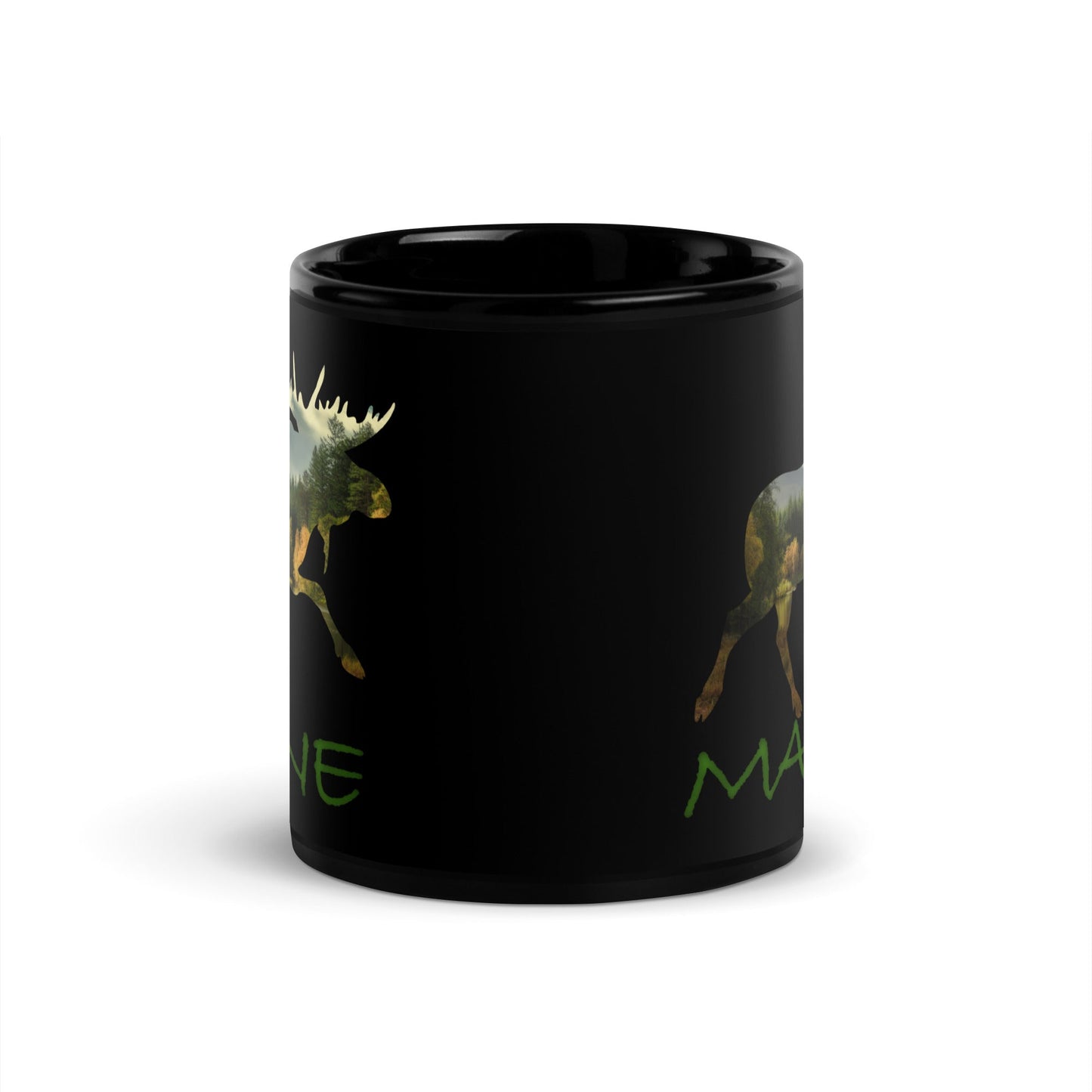 Maine Moose Souvenir Black Glossy Ceramic Mug