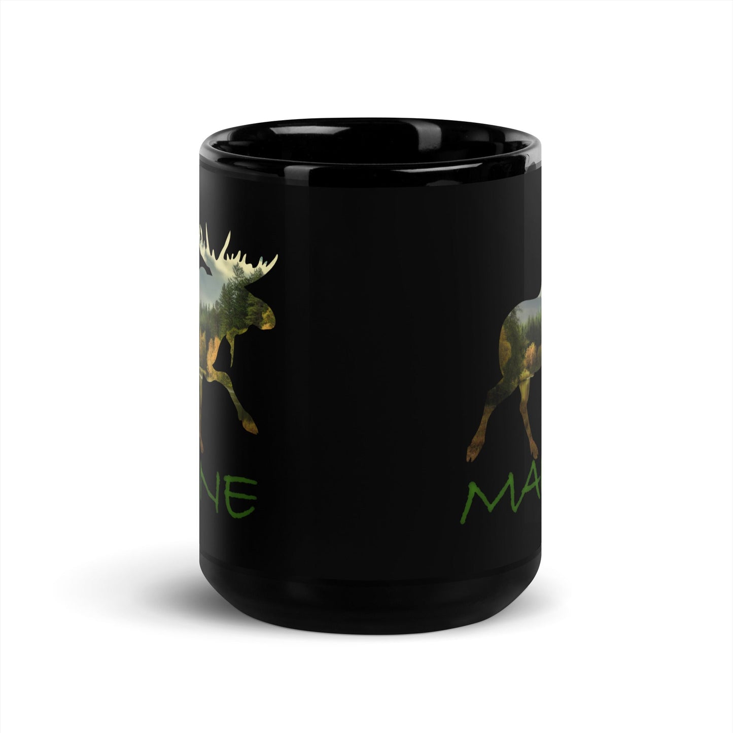 Maine Moose Souvenir Black Glossy Ceramic Mug