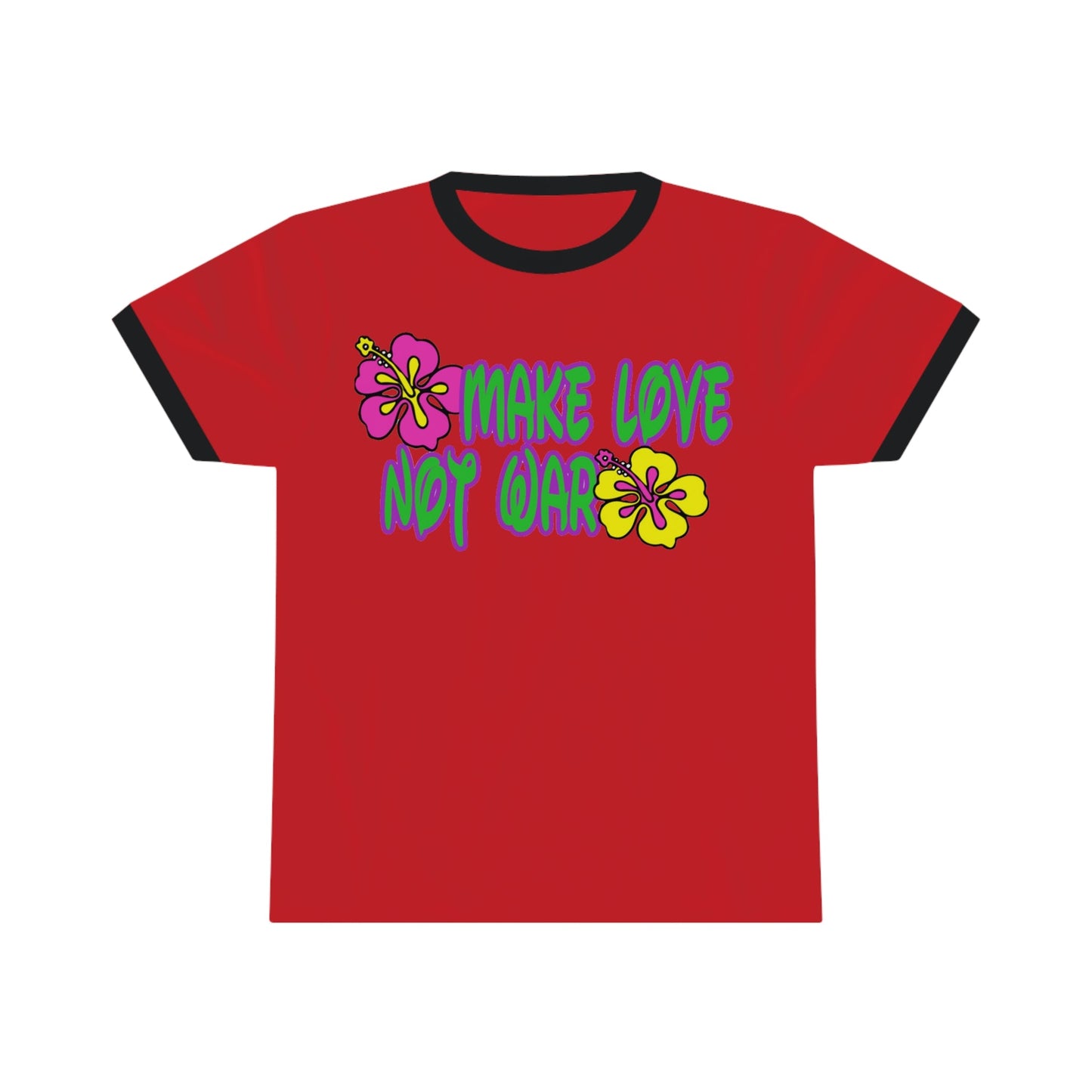 Make Love Not War Flowers Ringer Tee