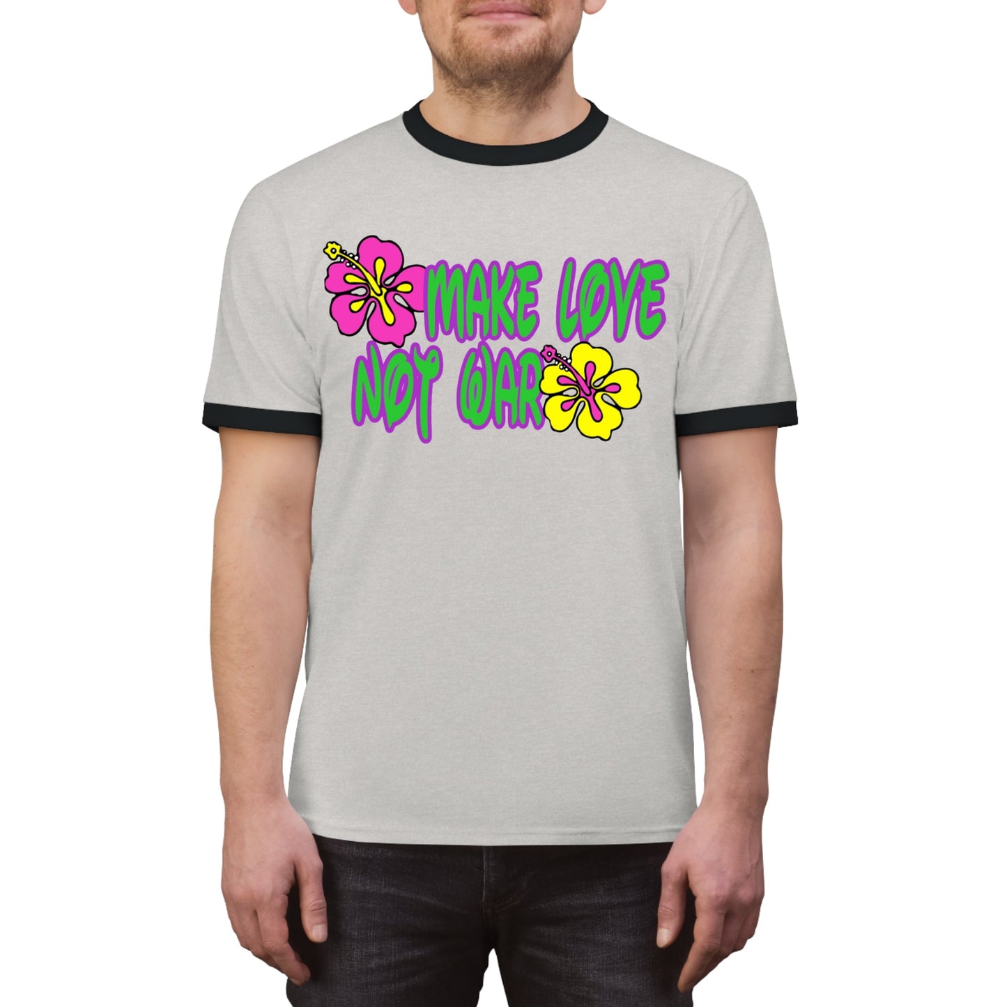 Make Love Not War Flowers Ringer Tee