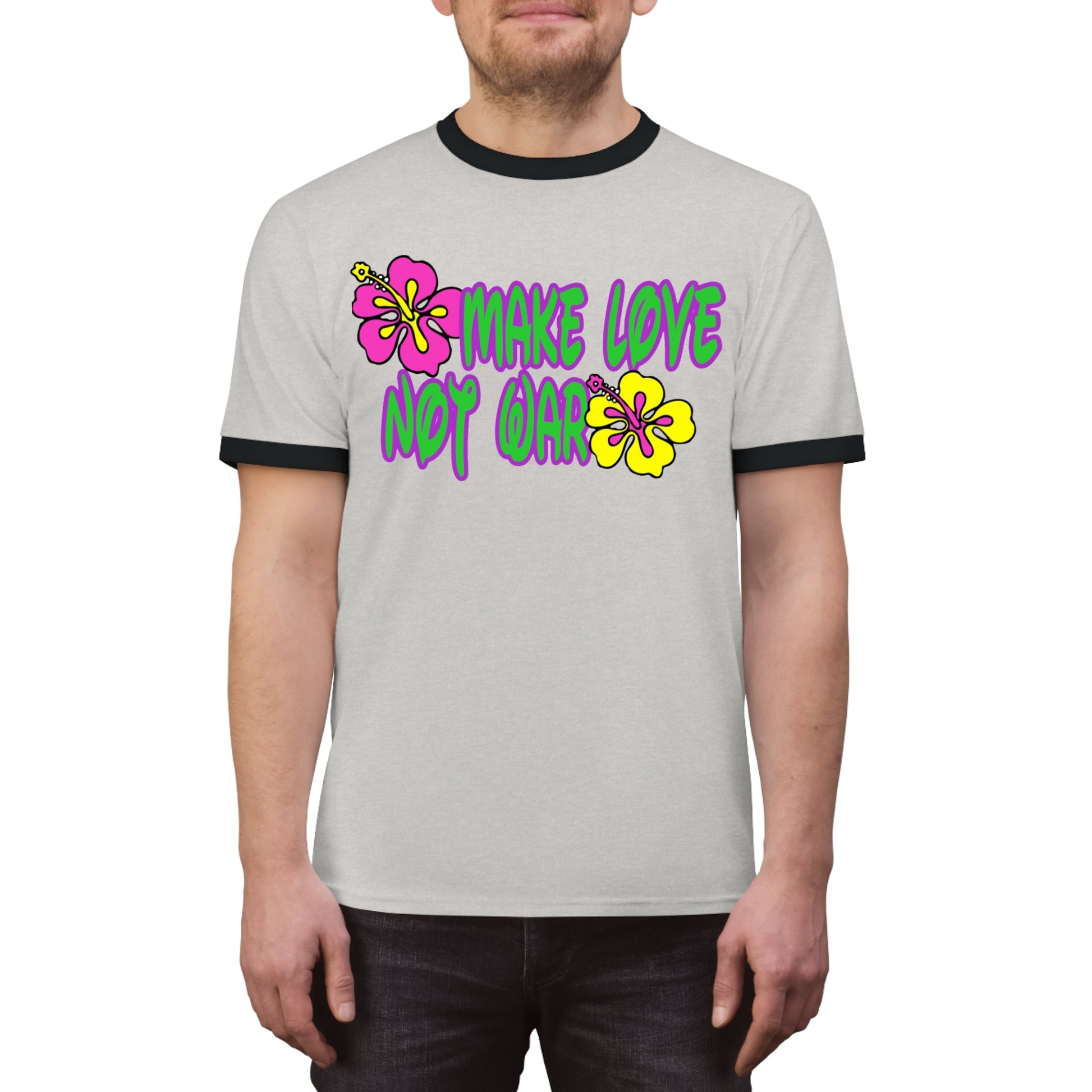 Make Love Not War Flowers Ringer Tee
