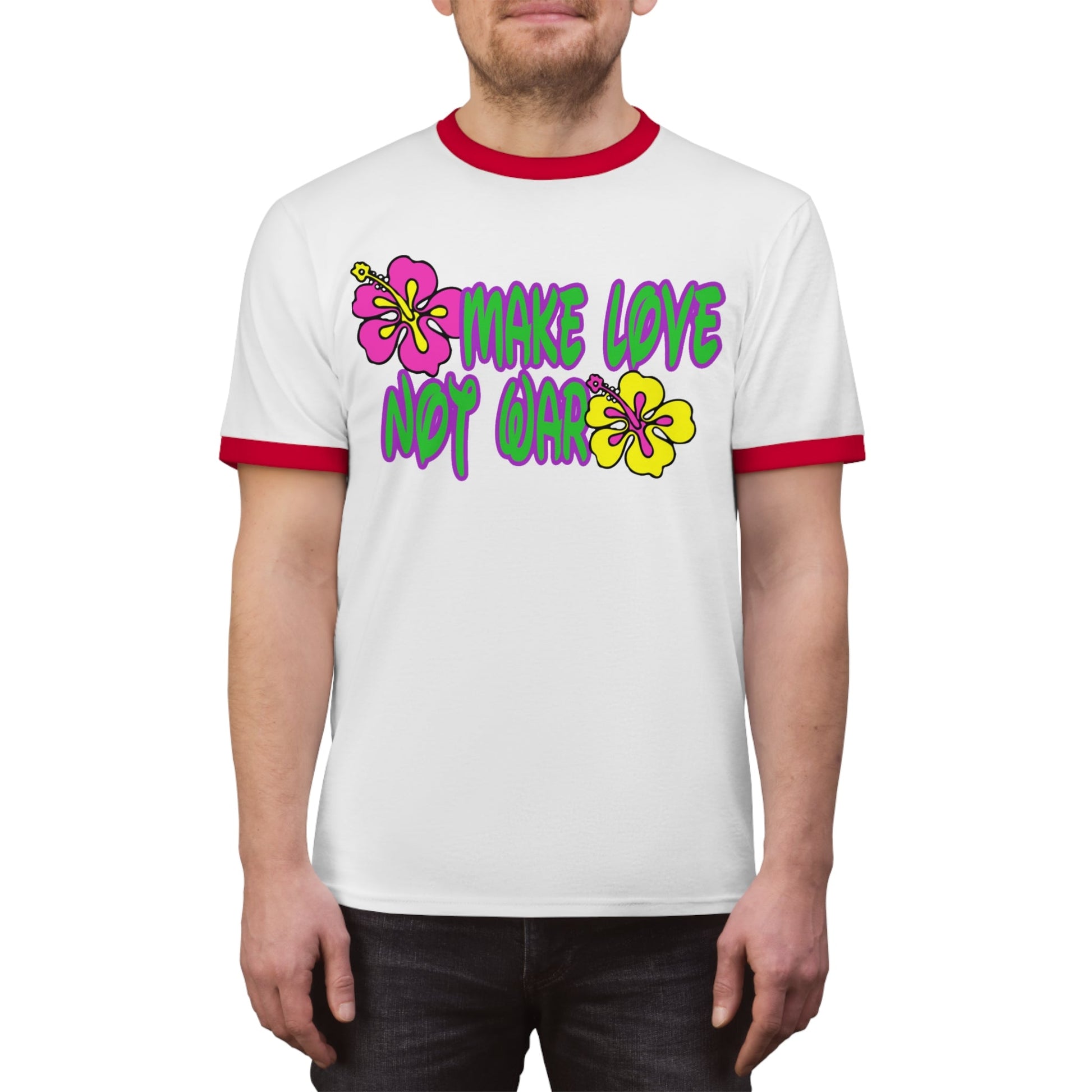 Make Love Not War Flowers Ringer Tee