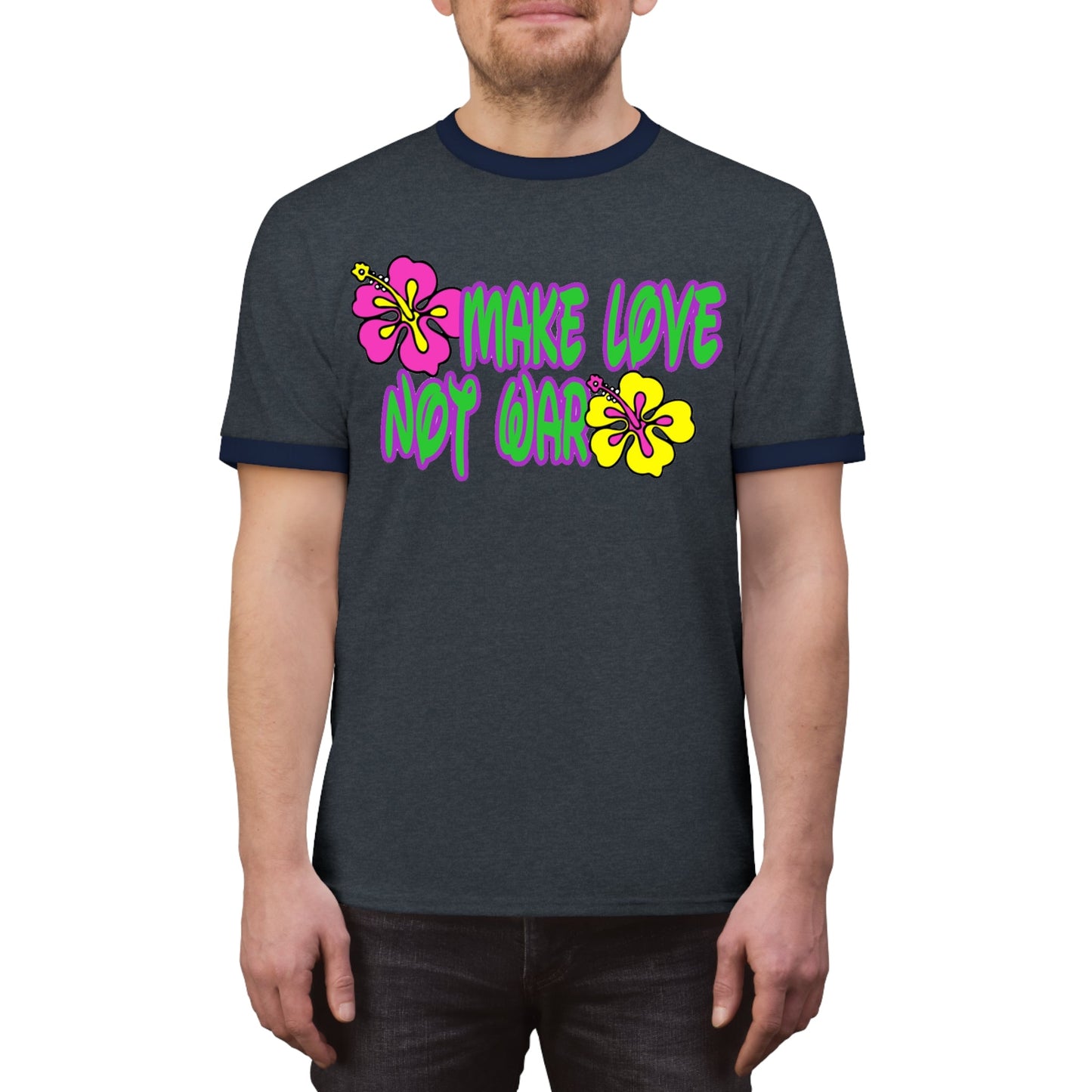 Make Love Not War Flowers Ringer Tee