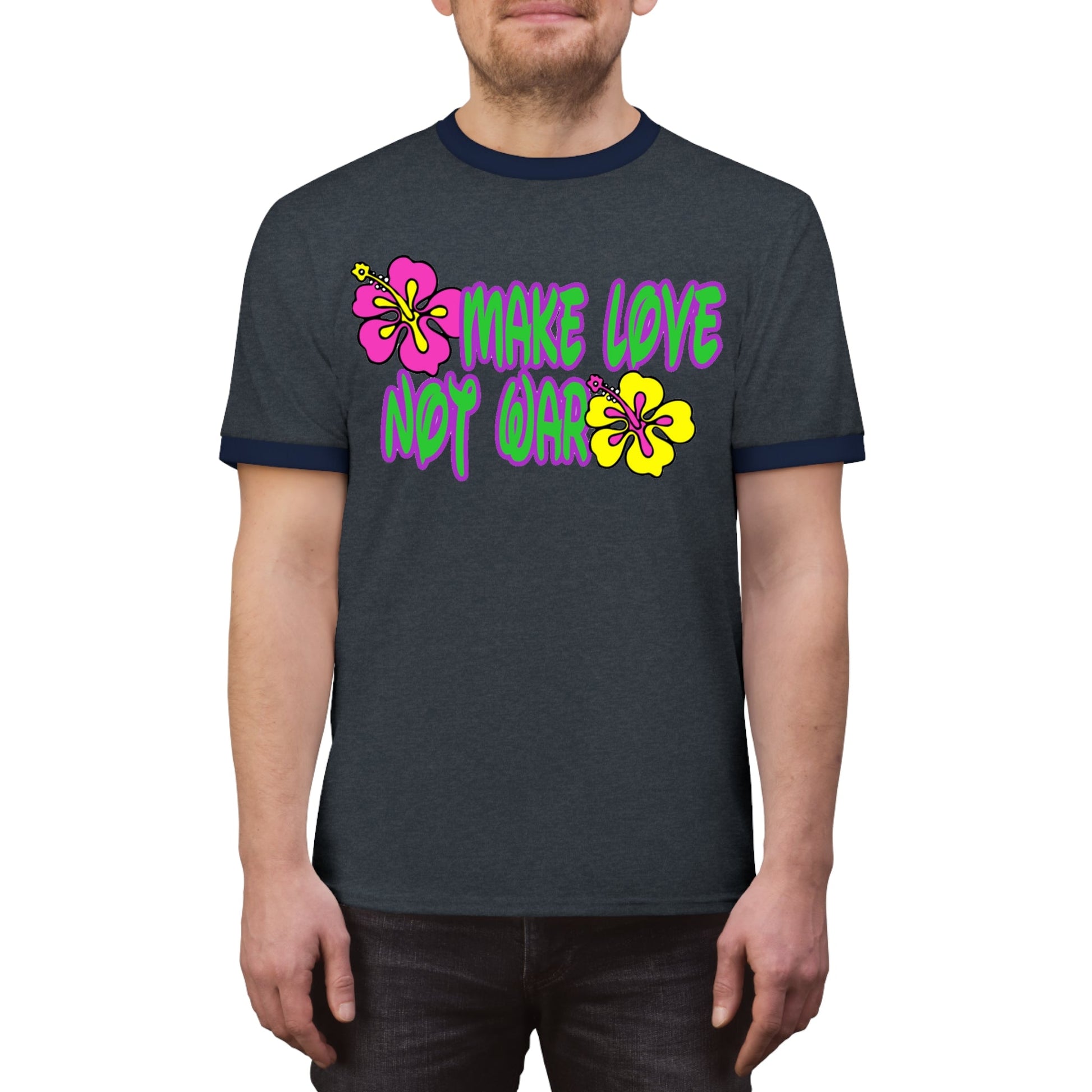 Make Love Not War Flowers Ringer Tee
