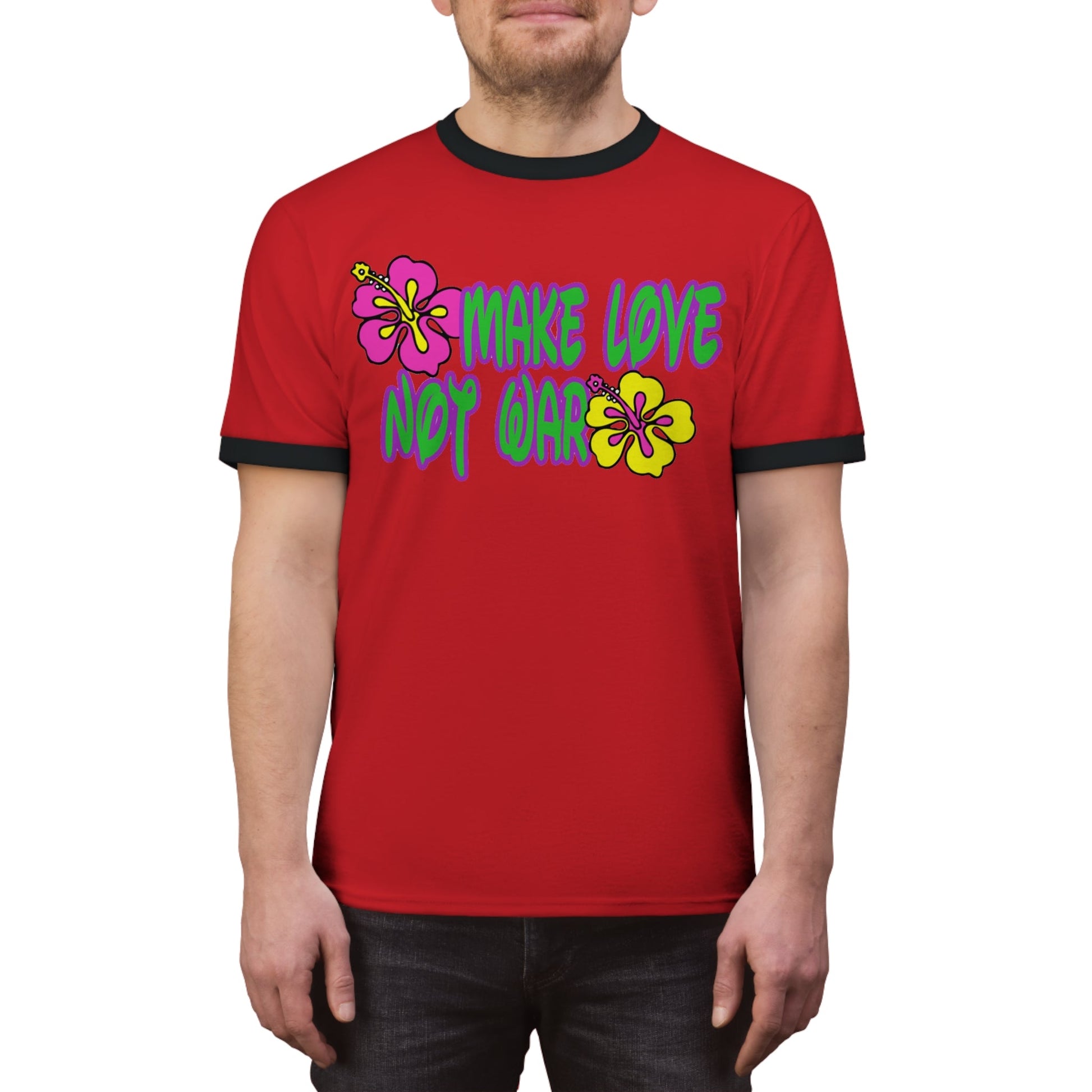 Make Love Not War Flowers Ringer Tee