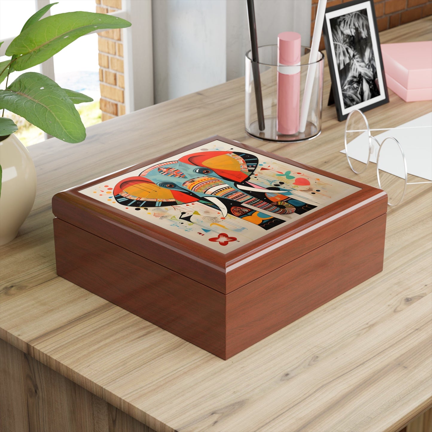 Mid-Century Modern Elephant Art Gift and Jewelry Box