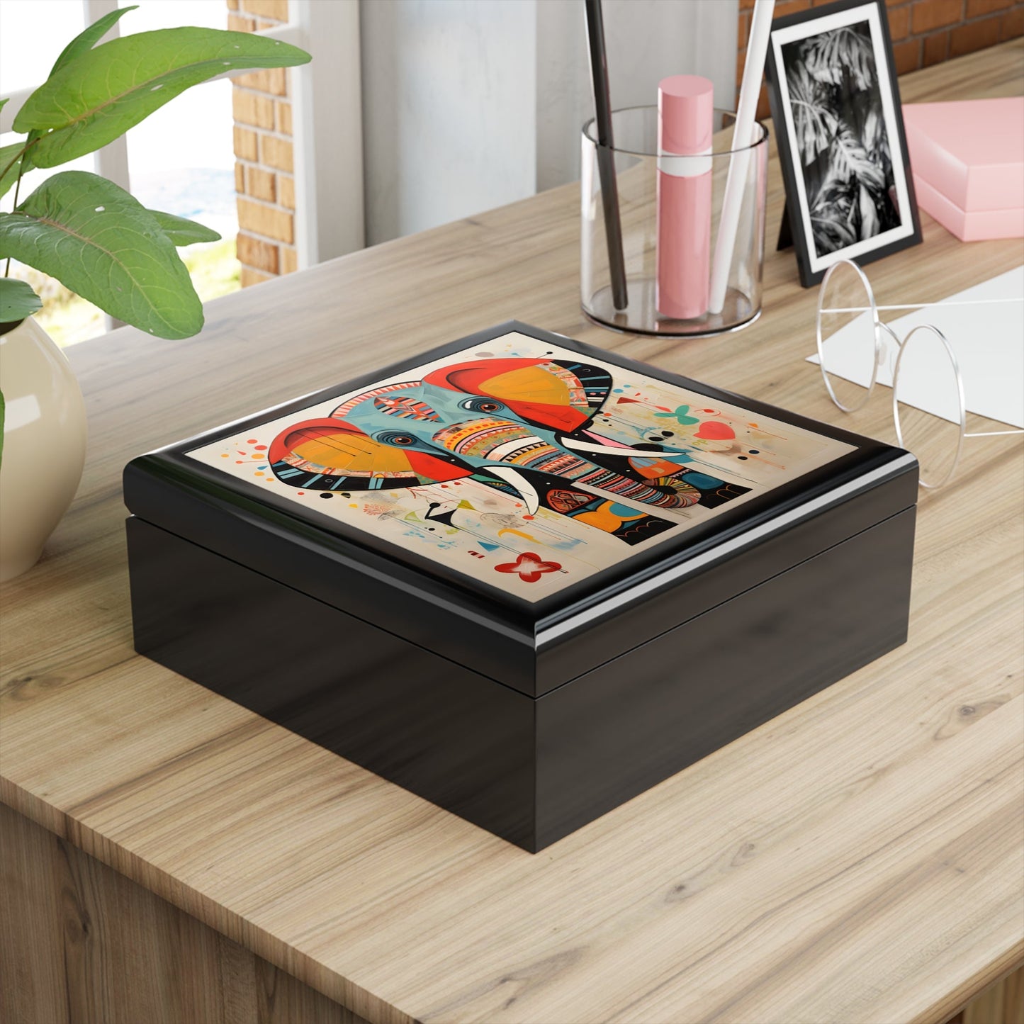 Mid-Century Modern Elephant Art Gift and Jewelry Box