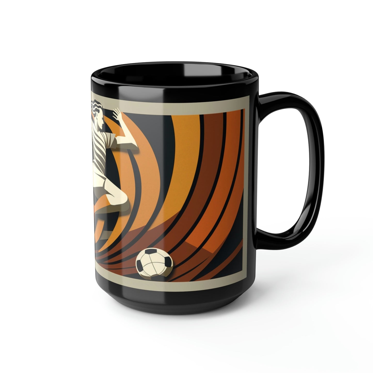 Mid-Century Modern Soccer Player 15 oz Coffee Mug Gift | Art Deco Retro Style