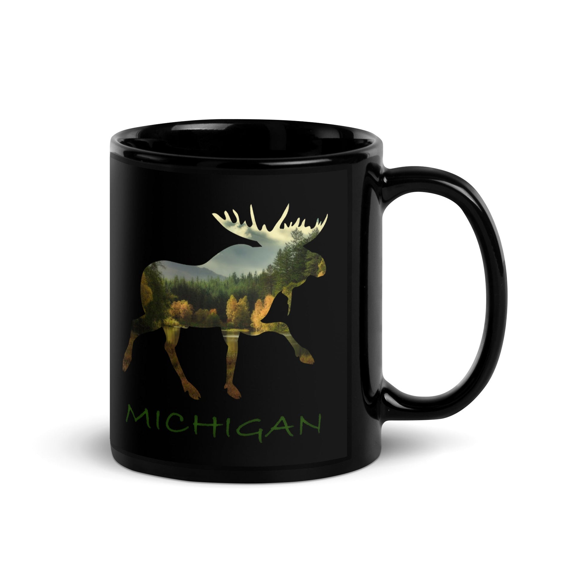 Minnesota Souvenir Moose Black Glossy Ceramic Mug
