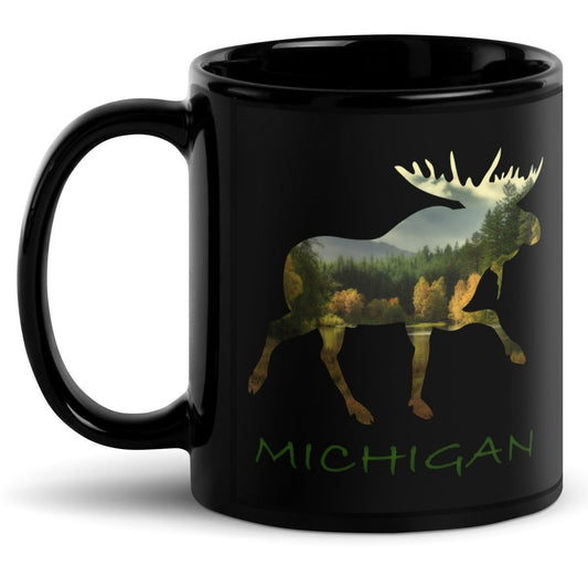 Minnesota Souvenir Moose Black Glossy Ceramic Mug