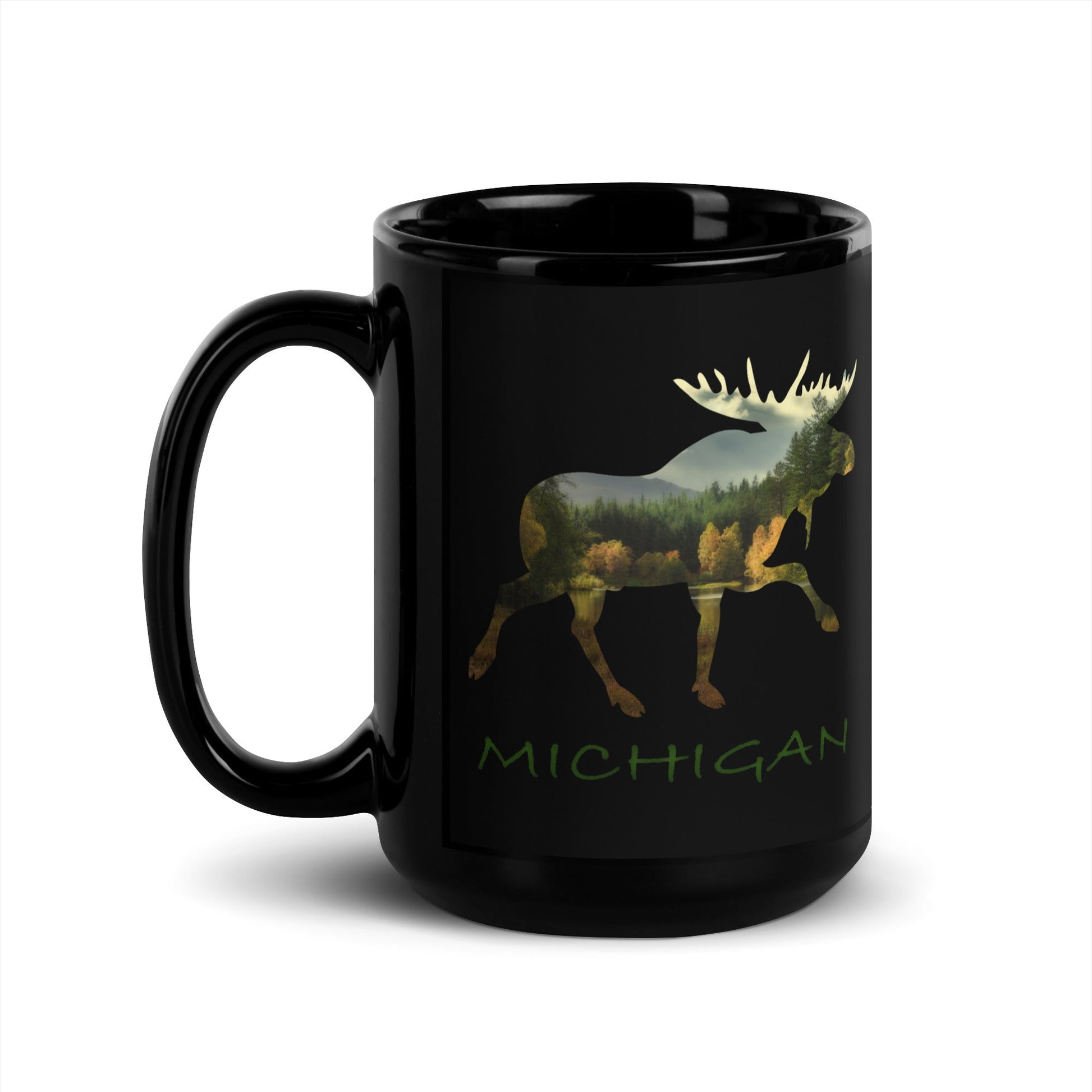 Minnesota Souvenir Moose Black Glossy Ceramic Mug