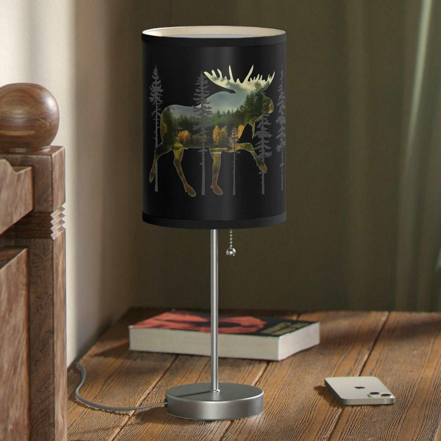Moose in the Woods Lamp on a Stand, US|CA plug