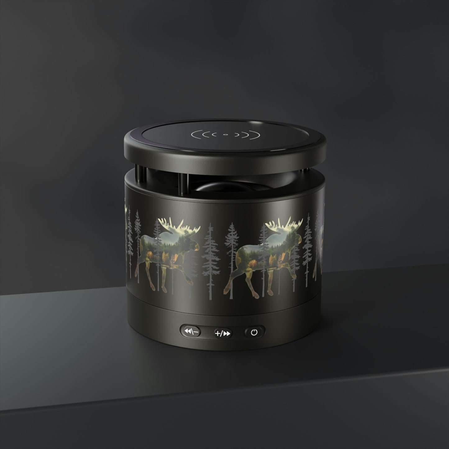 Moose in the Woods Metal Bluetooth Speaker and Wireless Charging Pad