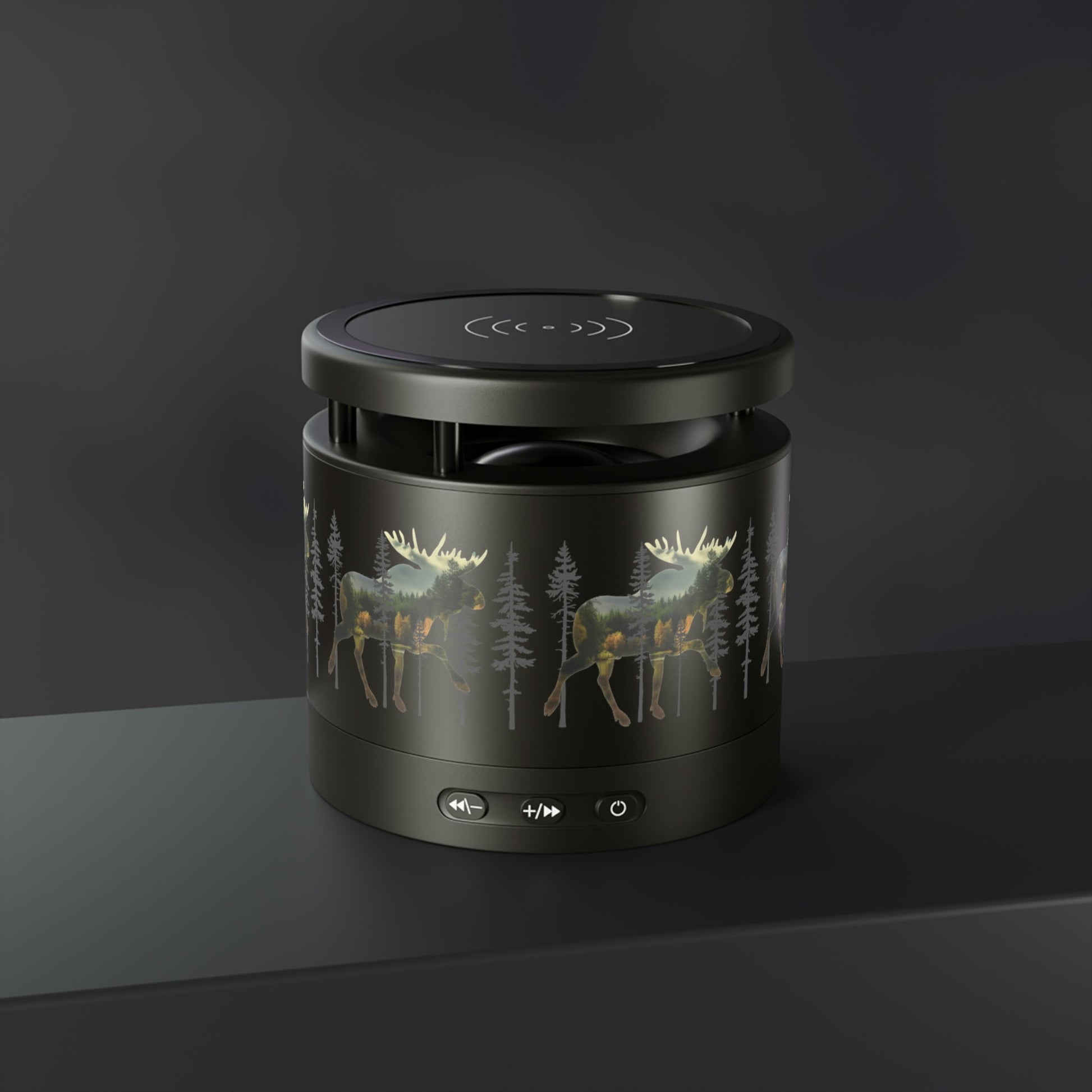 Moose in the Woods Metal Bluetooth Speaker and Wireless Charging Pad