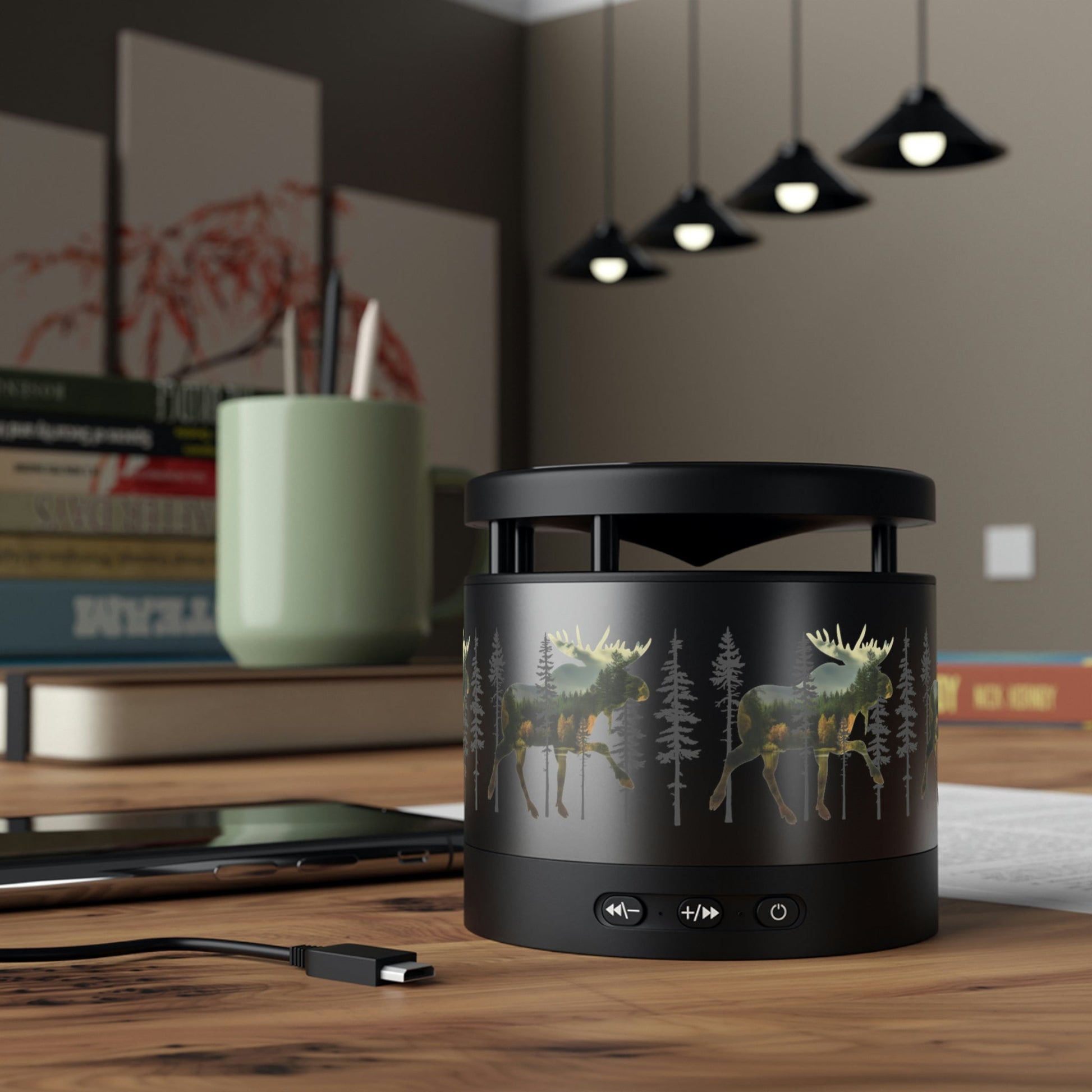Moose in the Woods Metal Bluetooth Speaker and Wireless Charging Pad