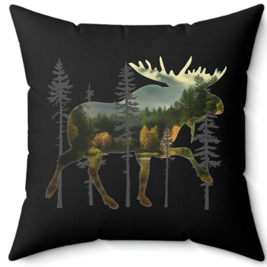 Moose in the Woods Square Pillow